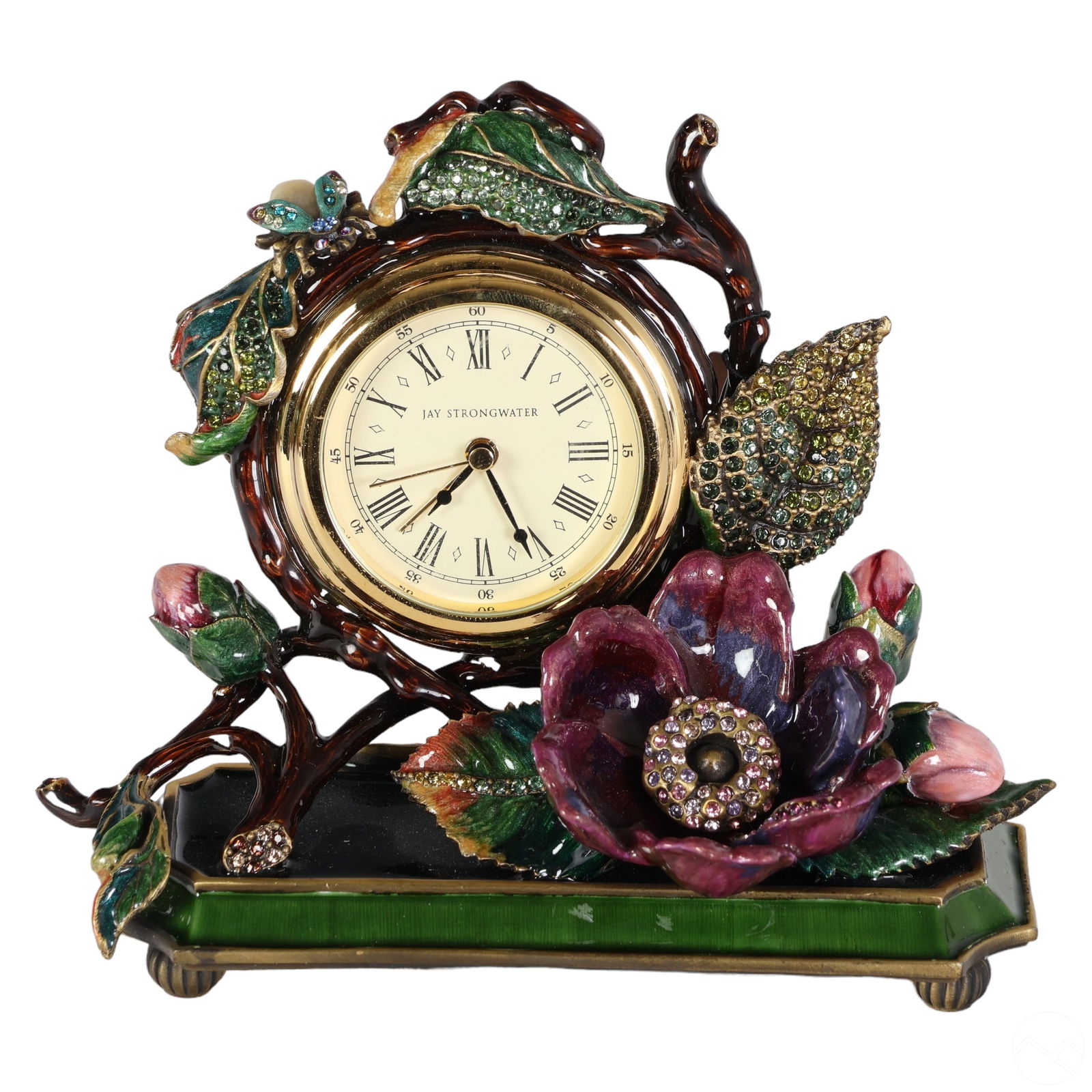 Jay Strongwater Purple Gardenia Flower Clock NIB (1 of 7)