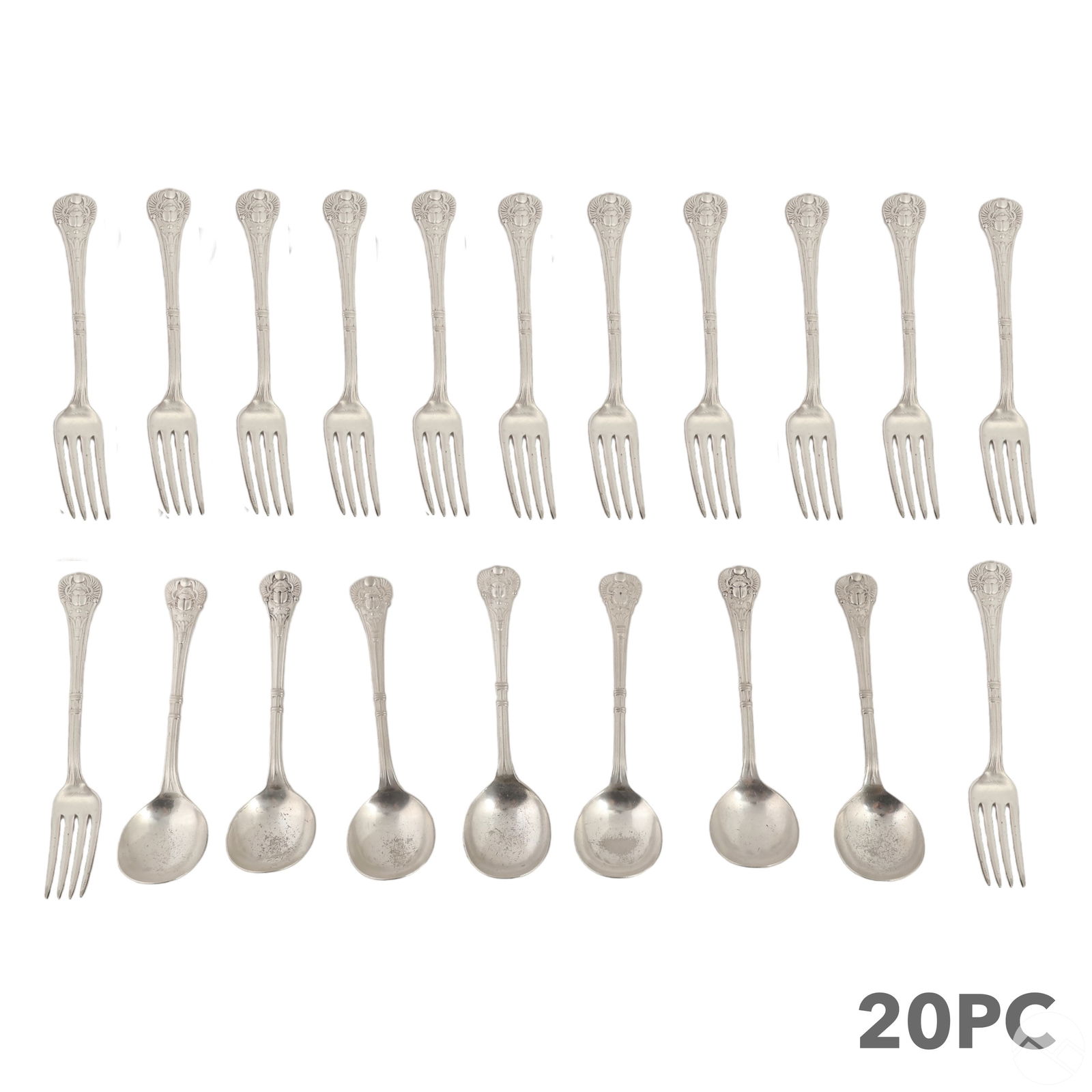 Antique Silverplate Egyptian Revival Flatware 20pc (1 of 6)