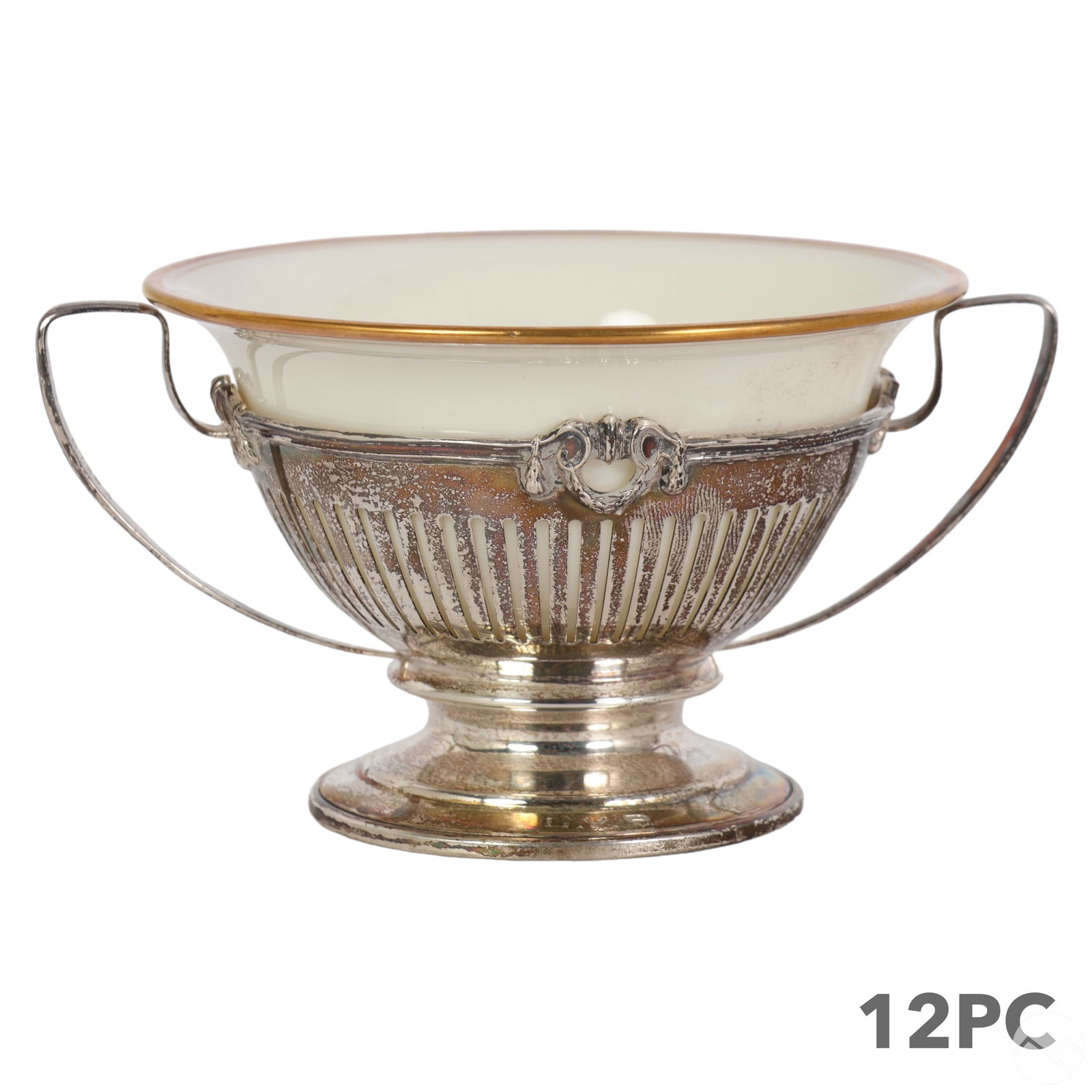 Lenox Cream Soup Bowls w/ Silver Holders 12pc SET (1 of 6)