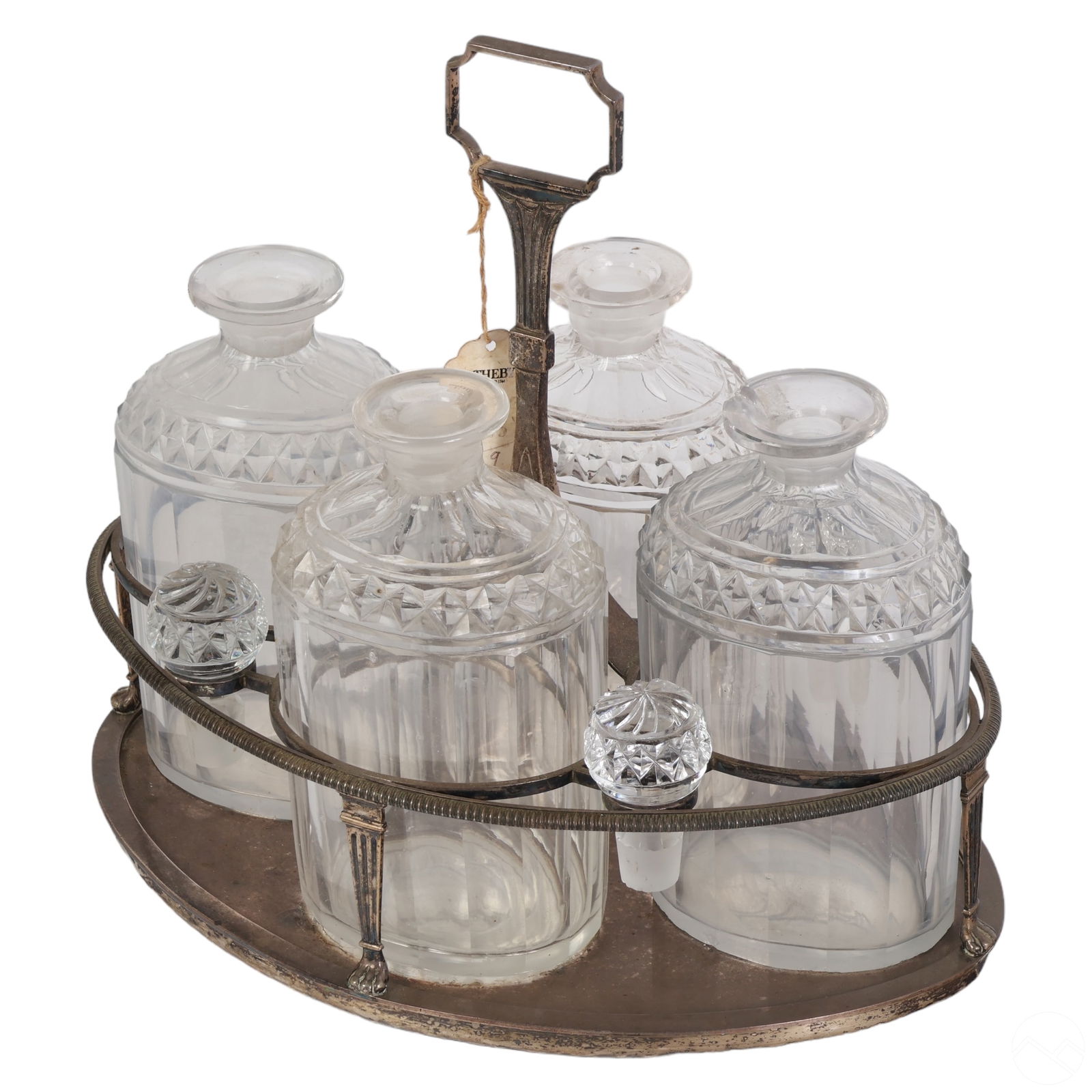 19C English Silver & Crystal Liqueur Decanter SET (1 of 12)