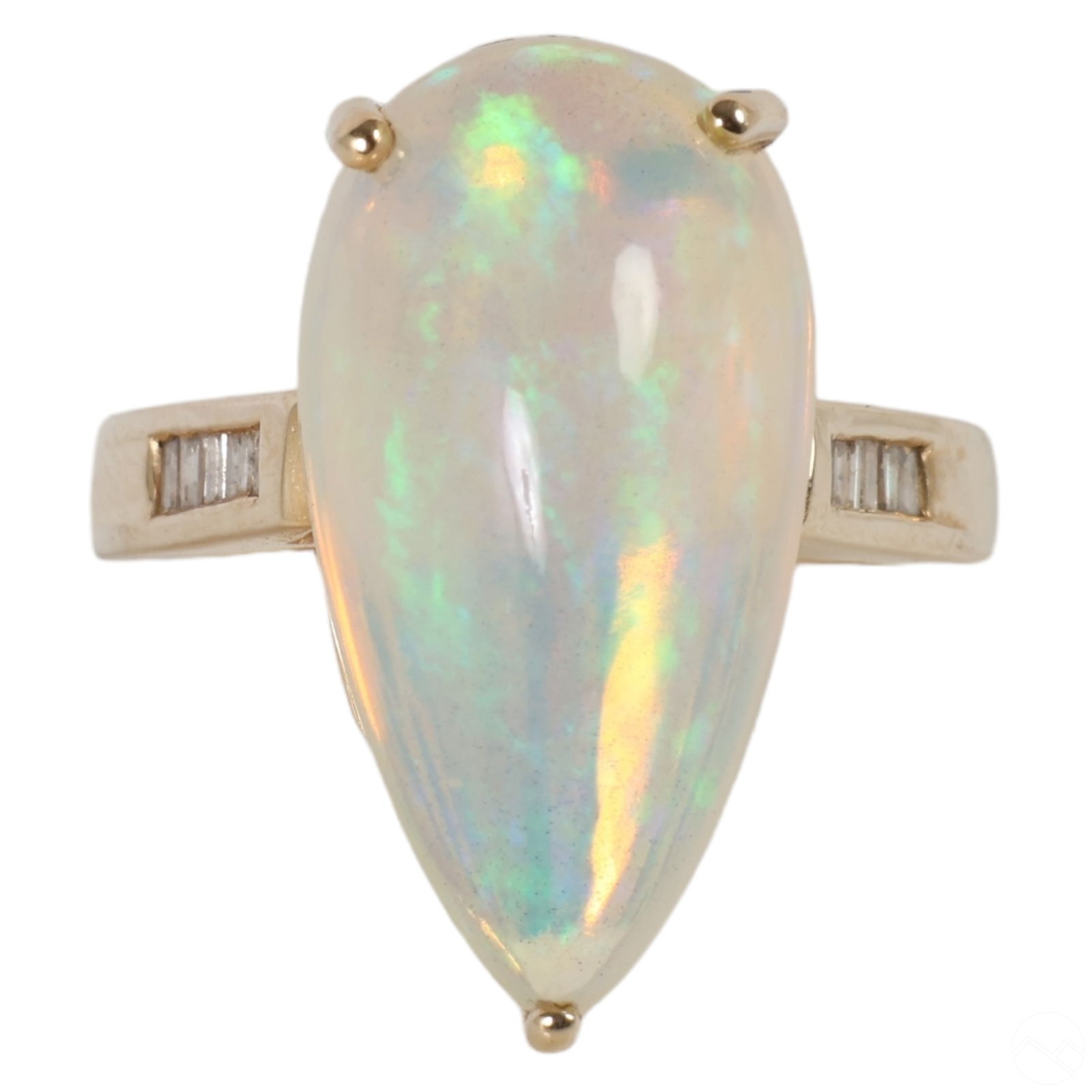 14K Gold Designer Teardrop Opal & Diamond Ring Sz7 (1 of 8)