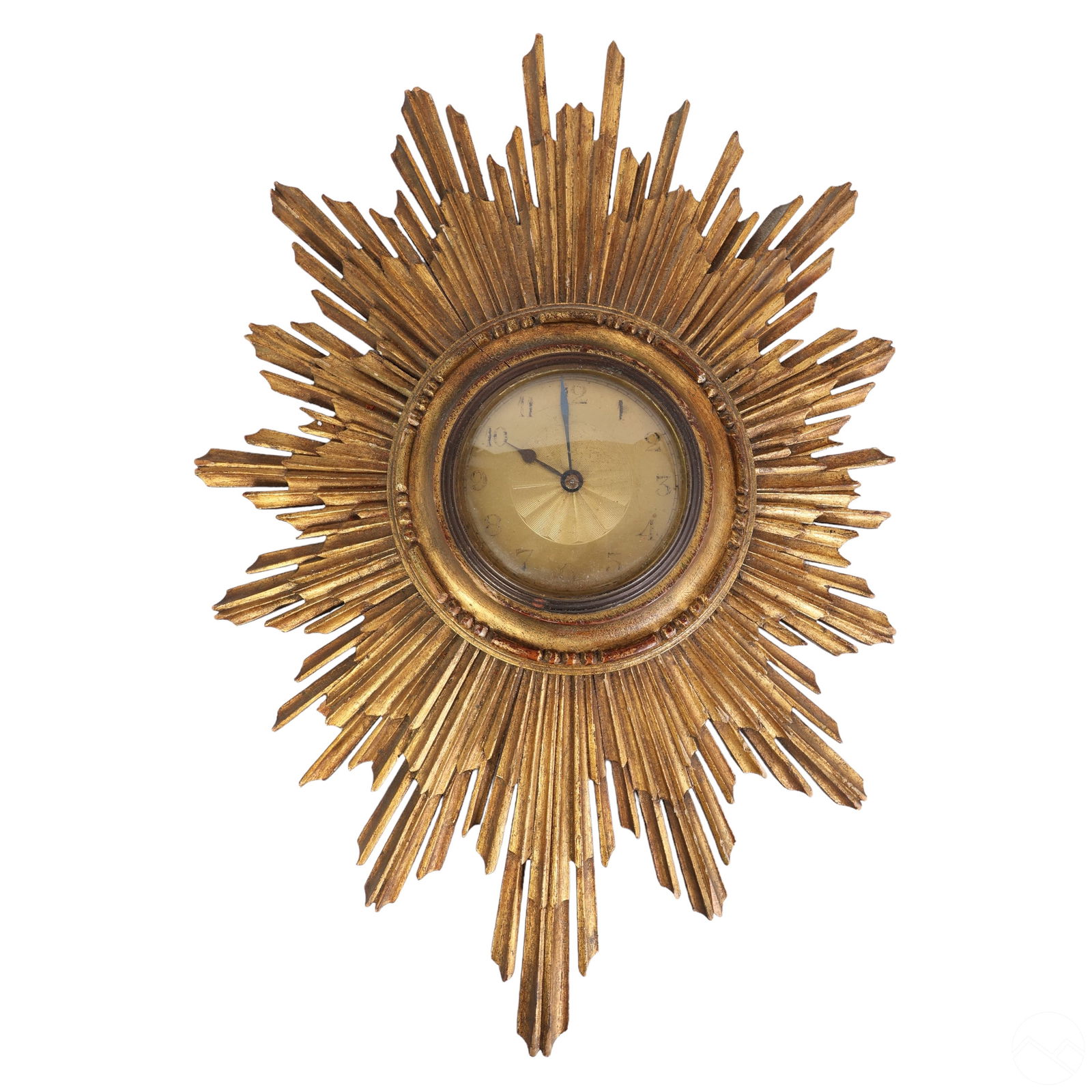 Vintage 20C French Gilt Wood Sunburst Wall Clock (1 of 5)