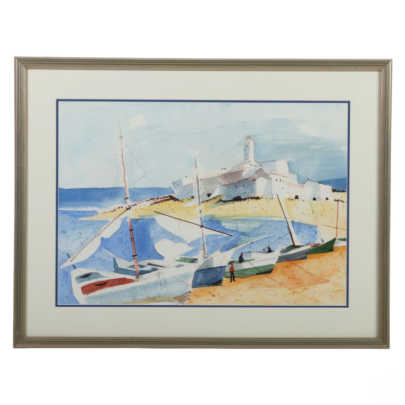 Charles Levier 1920-2003 Watercolor & Ink Painting (1 of 5)