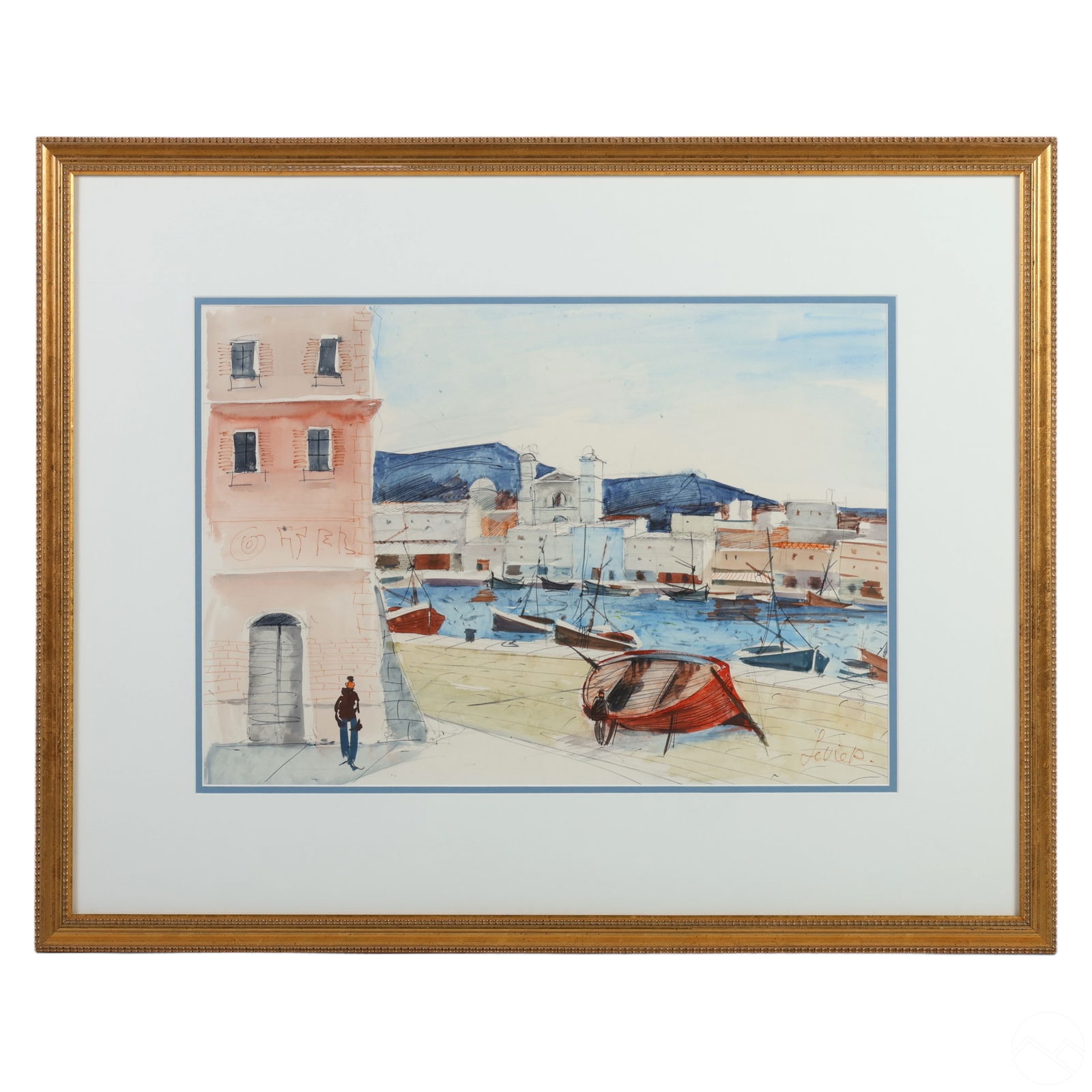 Charles Levier 1920-2003 Watercolor & Ink Painting (1 of 5)