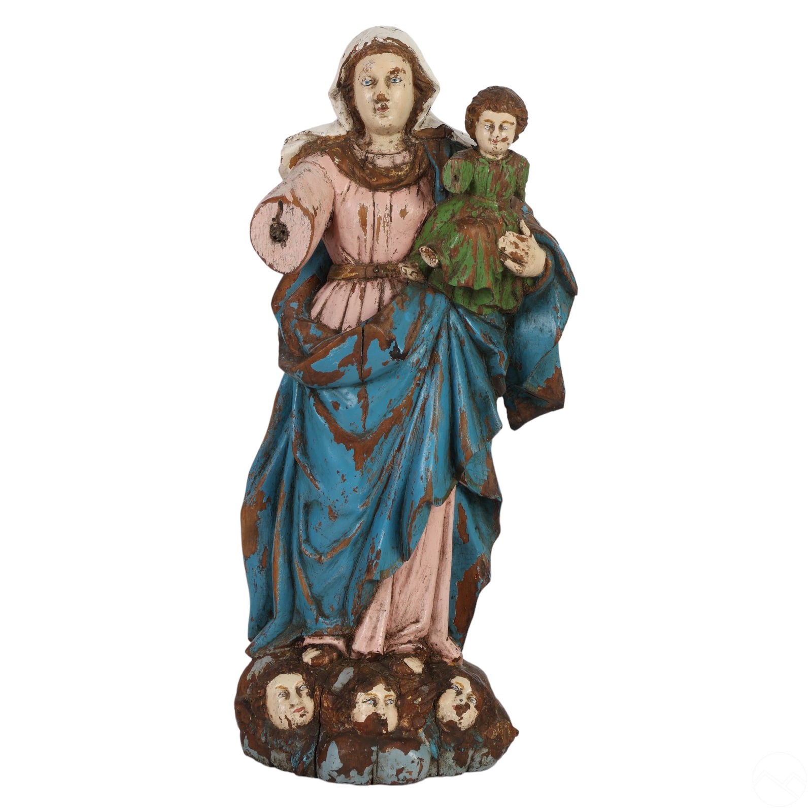 19C Carved Wood Madonna Religious Santos Statue (1 of 6)