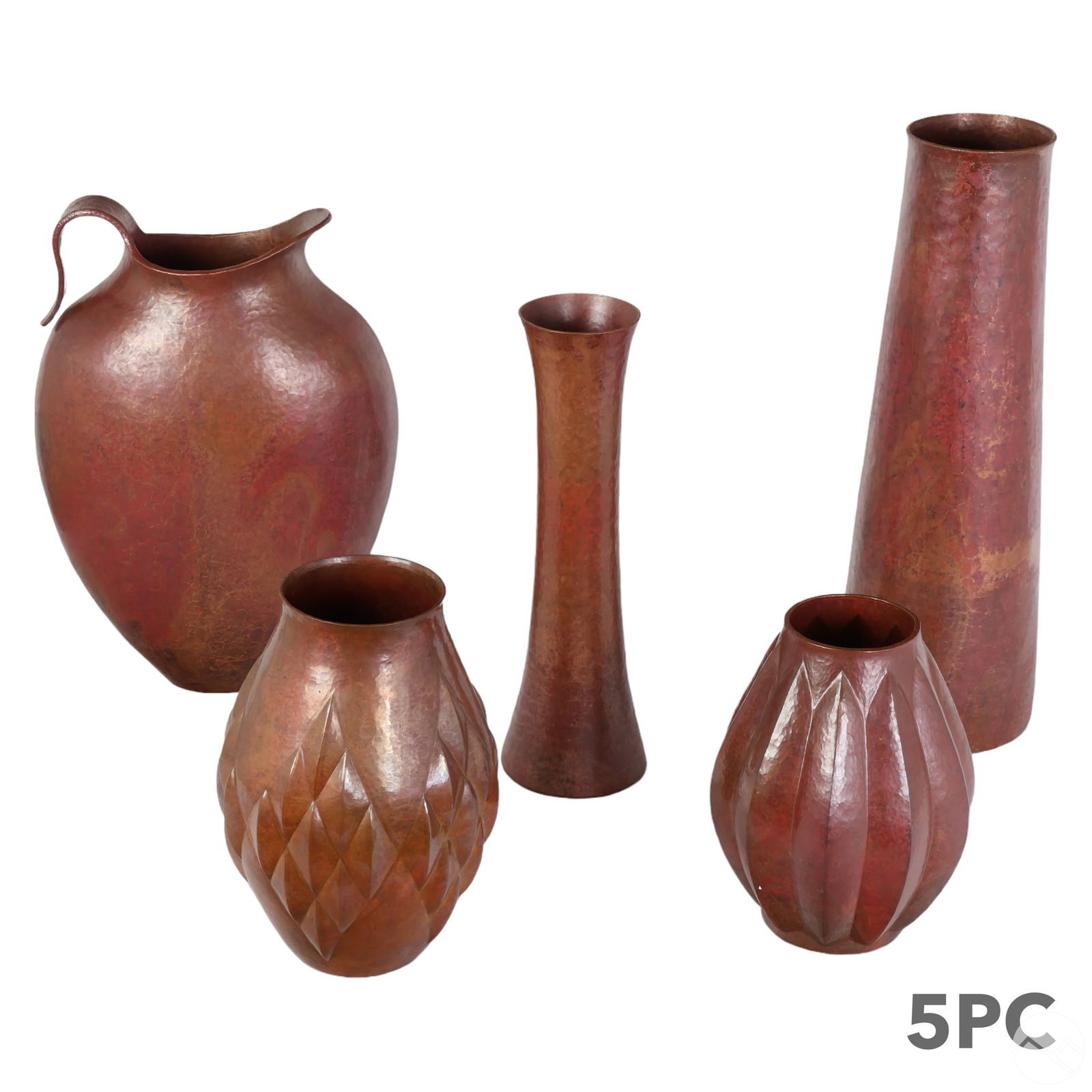 Fam Ziranda Mexican Hammered Copper Vase 5pc. LOT (1 of 11)