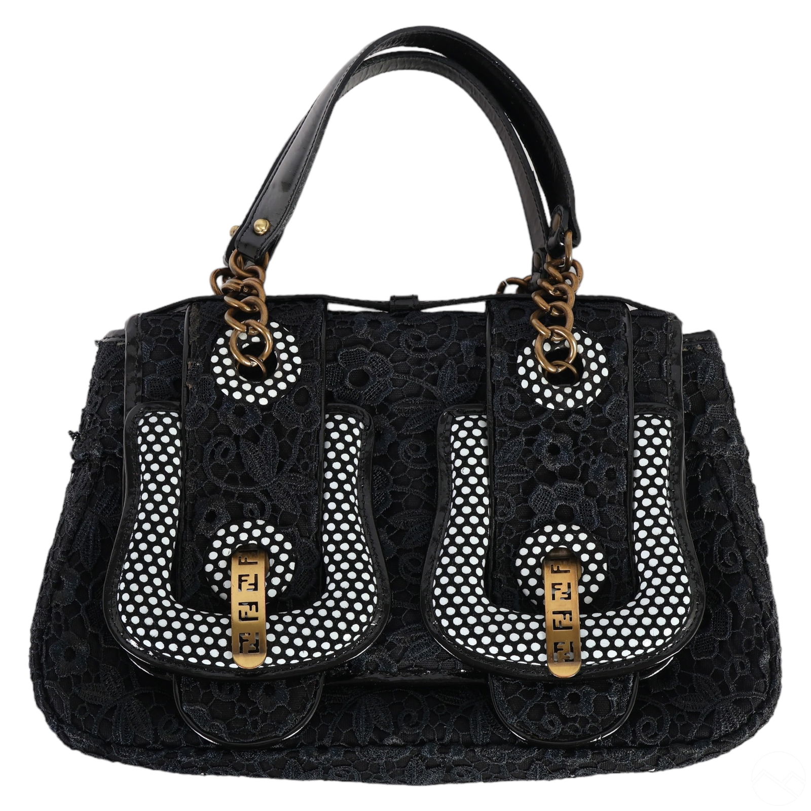 Fendi Black Lace Embellished Designer B. Handbag (1 of 7)