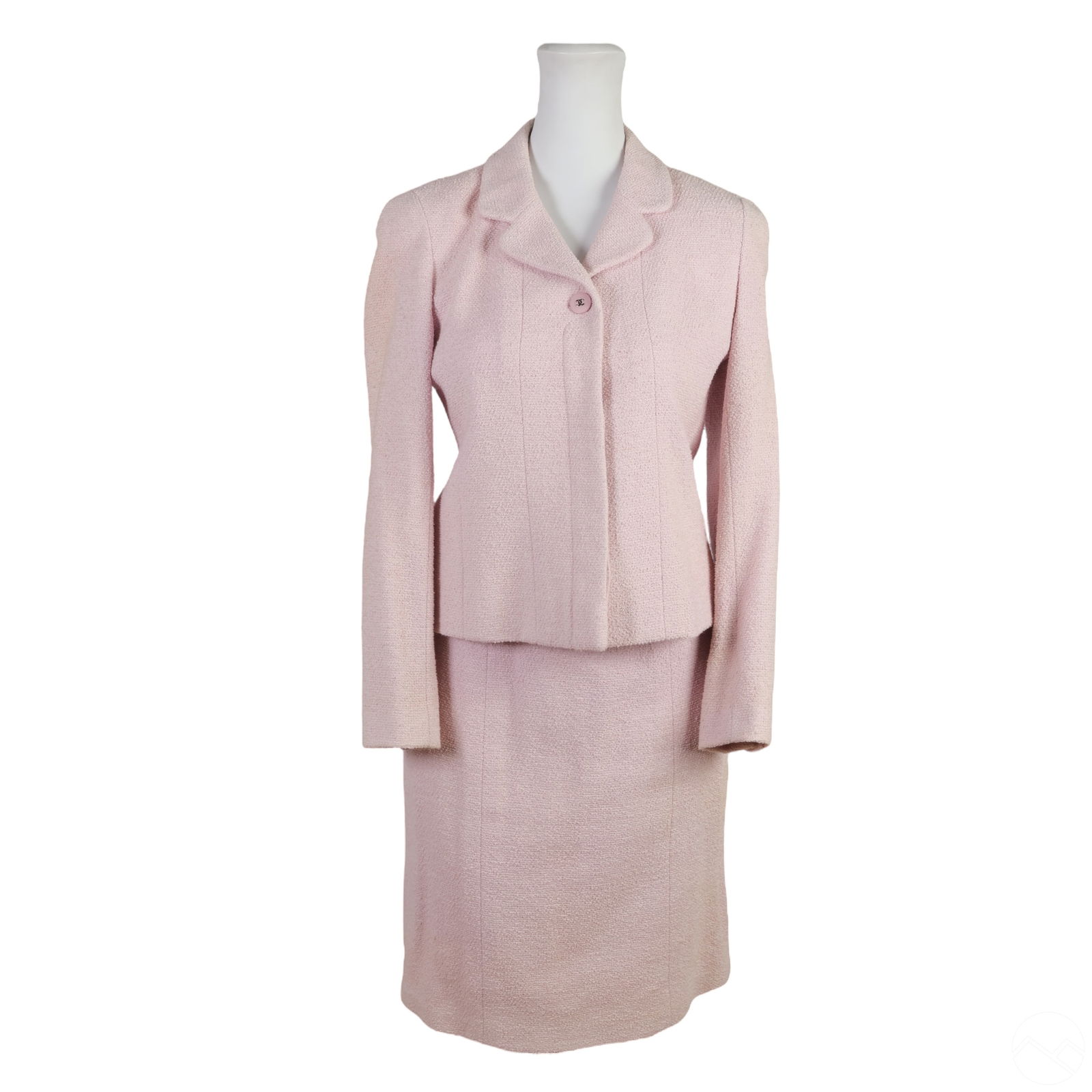Chanel Boutique Pink Tweed Skirt Blazer SET Sz 40 (1 of 9)