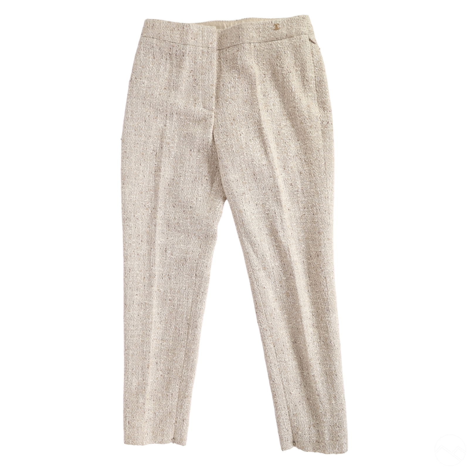 Chanel Beige Cotton Tweed Cigarette Trousers Sz 36 (1 of 4)