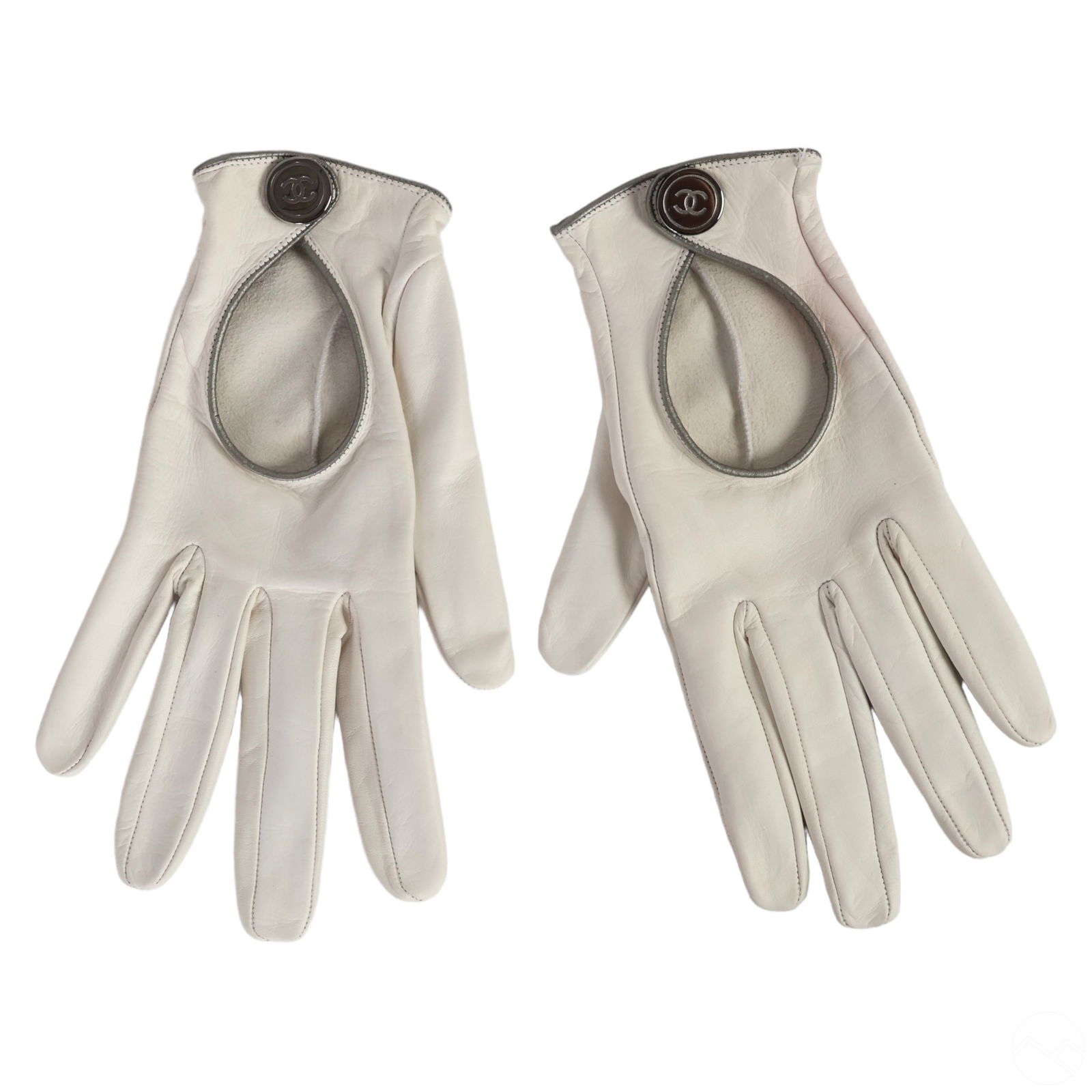 Chanel Designer White Lambskin Leather Gloves BOX (1 of 5)