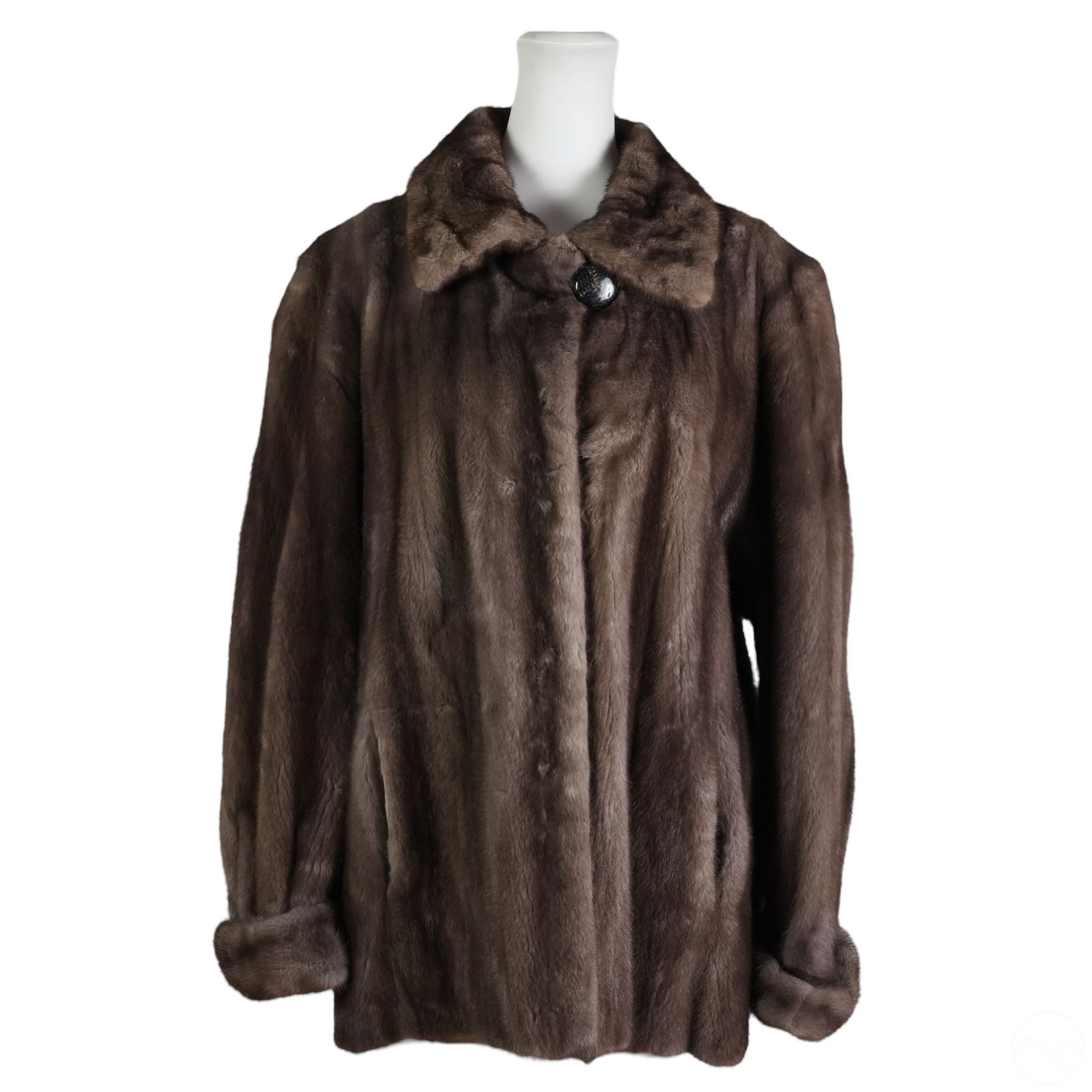 Designer Ladies Vintage Gray Brown Fur Coat Jacket (1 of 6)