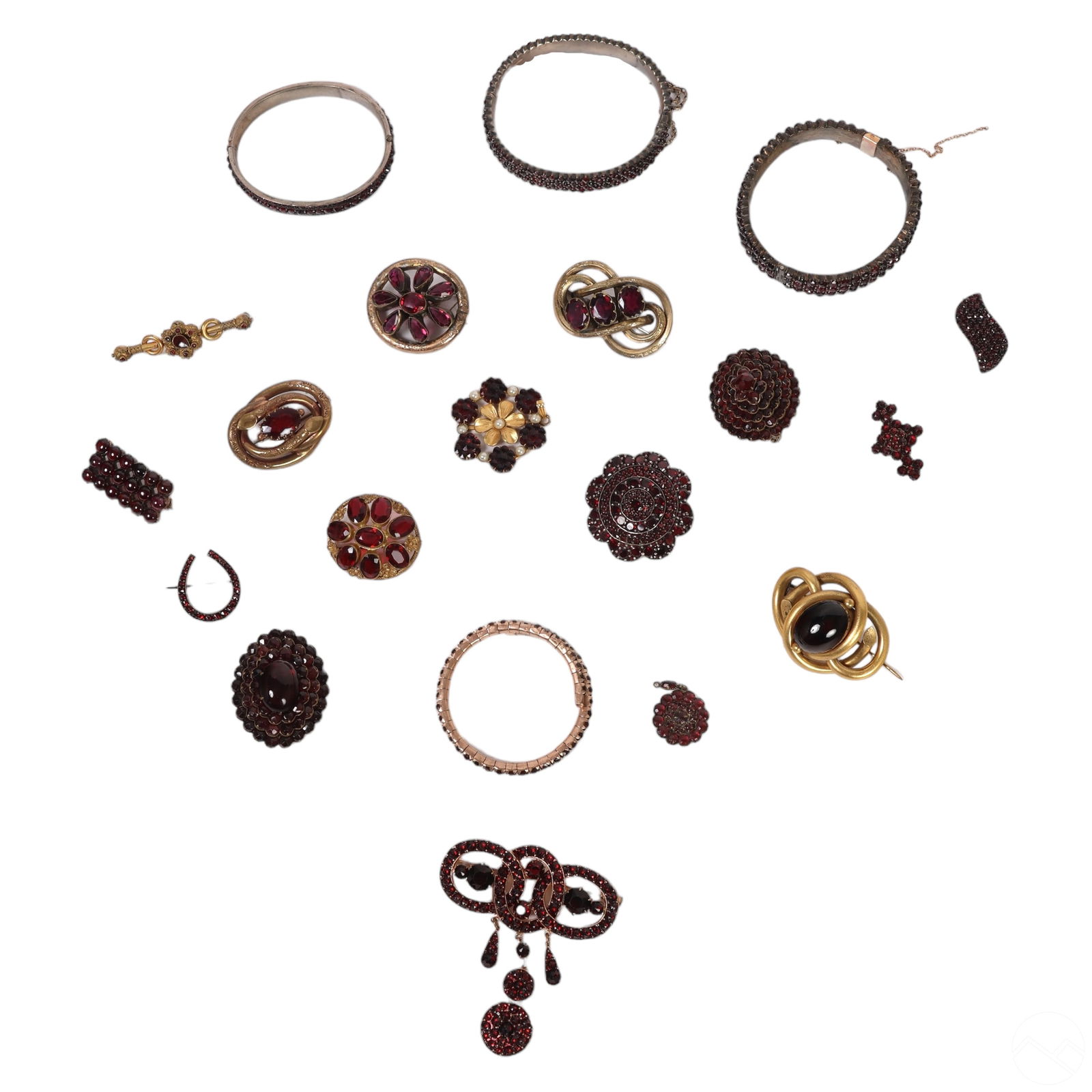 Antique Bohemian Garnet Bracelet Brooch ESTATE LOT (1 of 4)