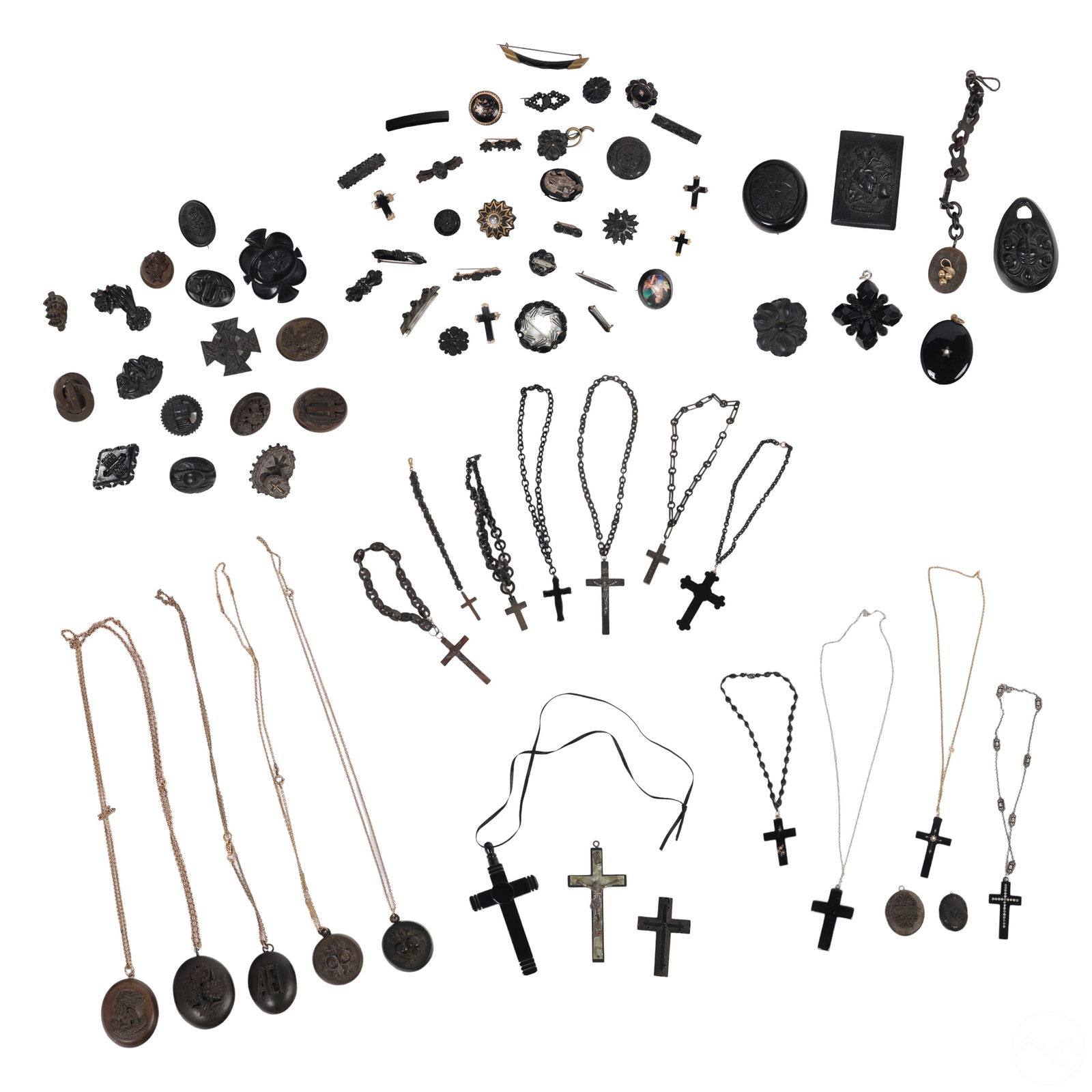 Antique Victorian Mourning Necklace Pin ESTATE LOT (1 of 8)