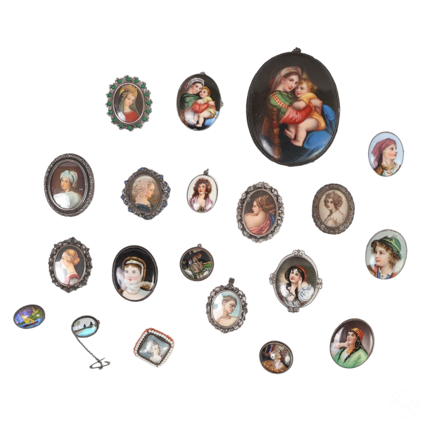 Antique Silver Frame Portrait Brooch ESTATE LOT (1 of 4)