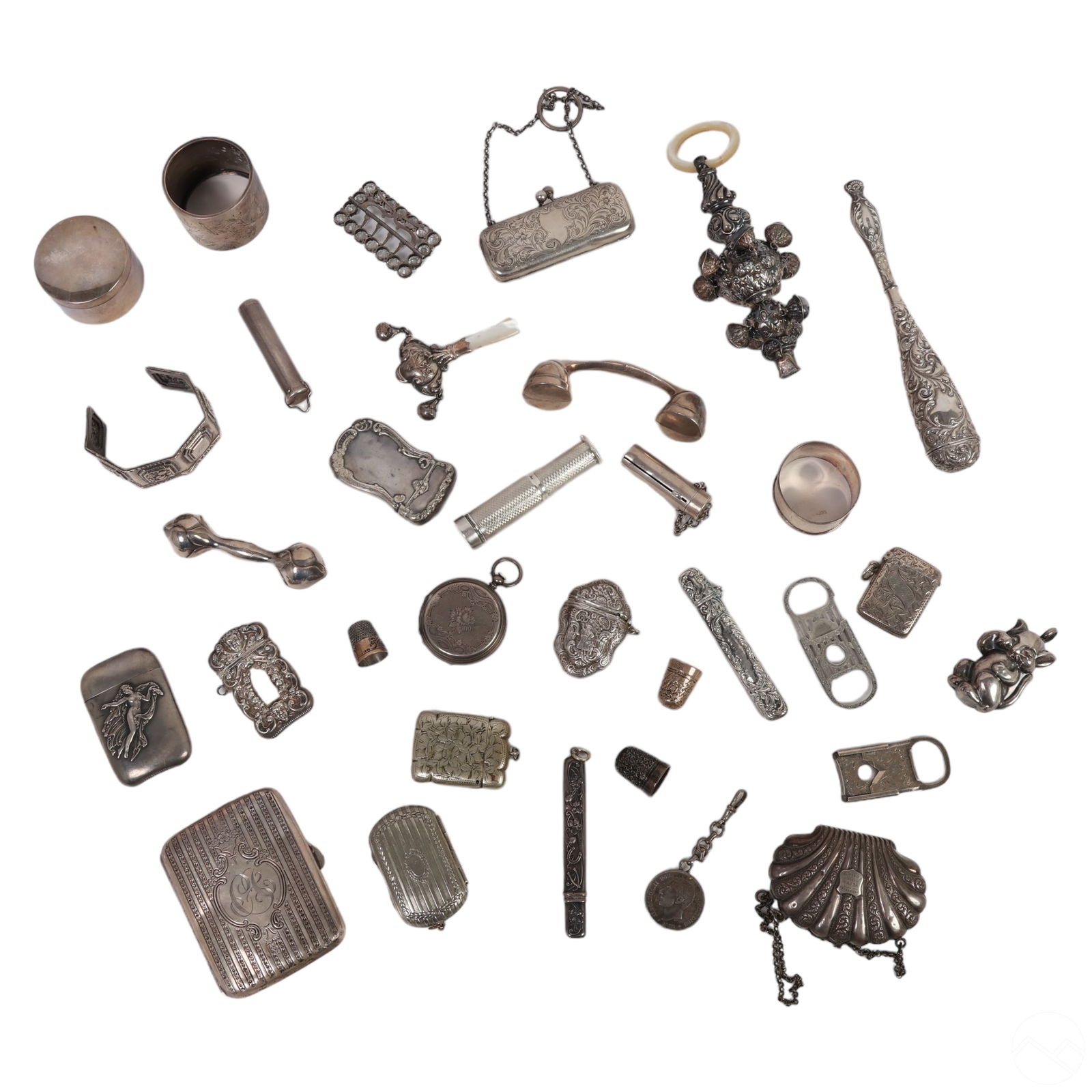 Antique Silver Accessory 33pc ESTATE LOT 480grams (1 of 4)