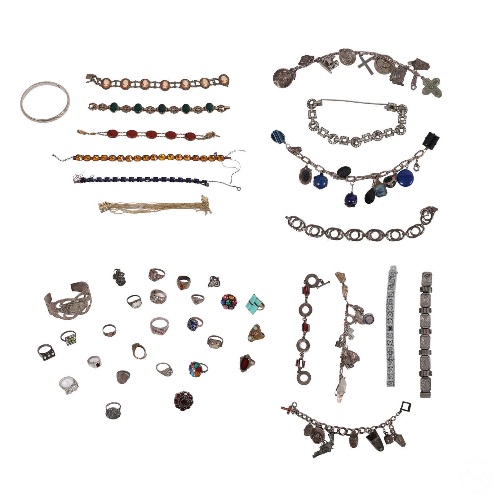 Antique Sterling Silver Bracelet & Ring ESTATE LOT (1 of 5)