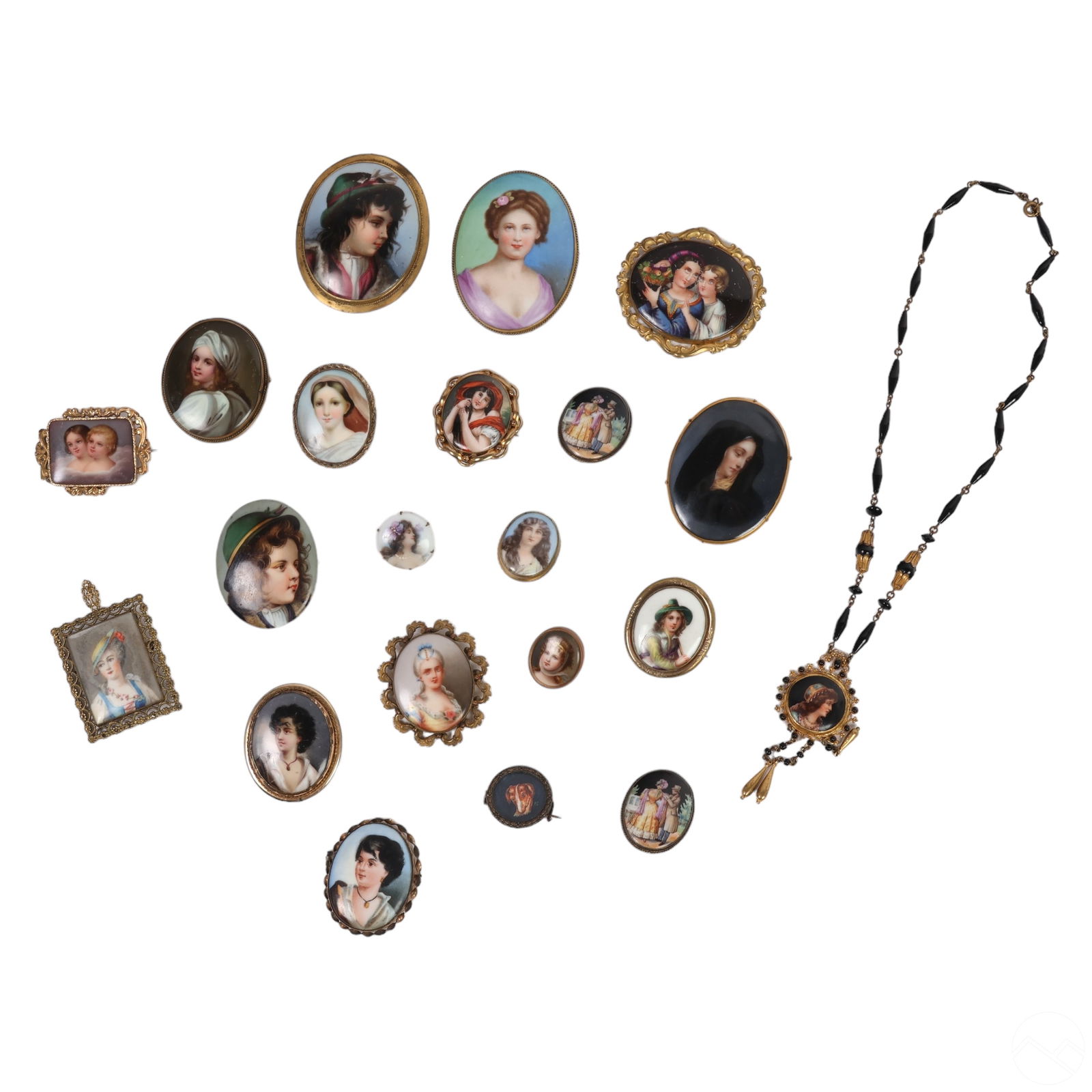 Antique Miniature Portrait Brooch 20pc ESTATE LOT (1 of 4)