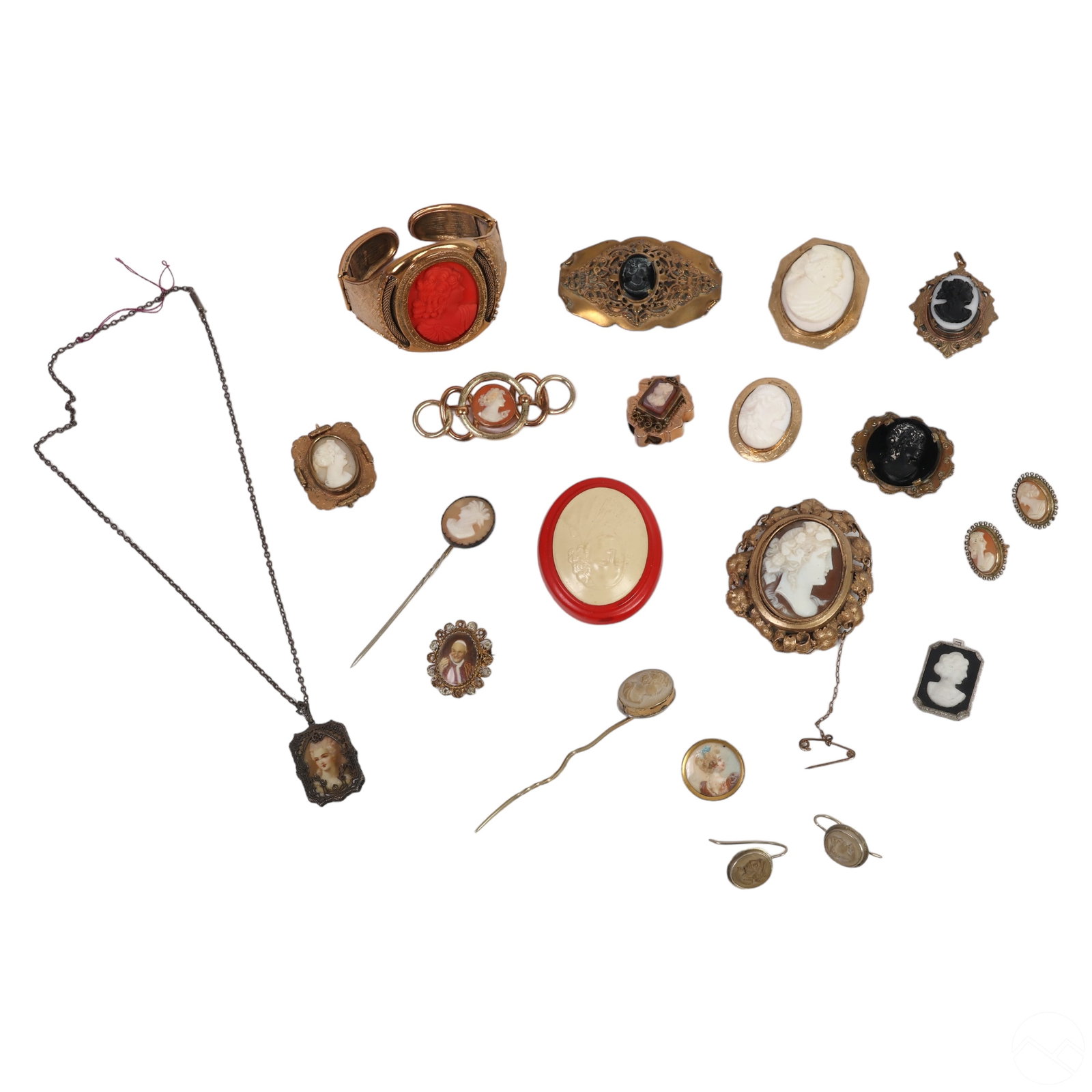 Antique Cameo Earring Brooch Bracelet ESTATE LOT (1 of 4)