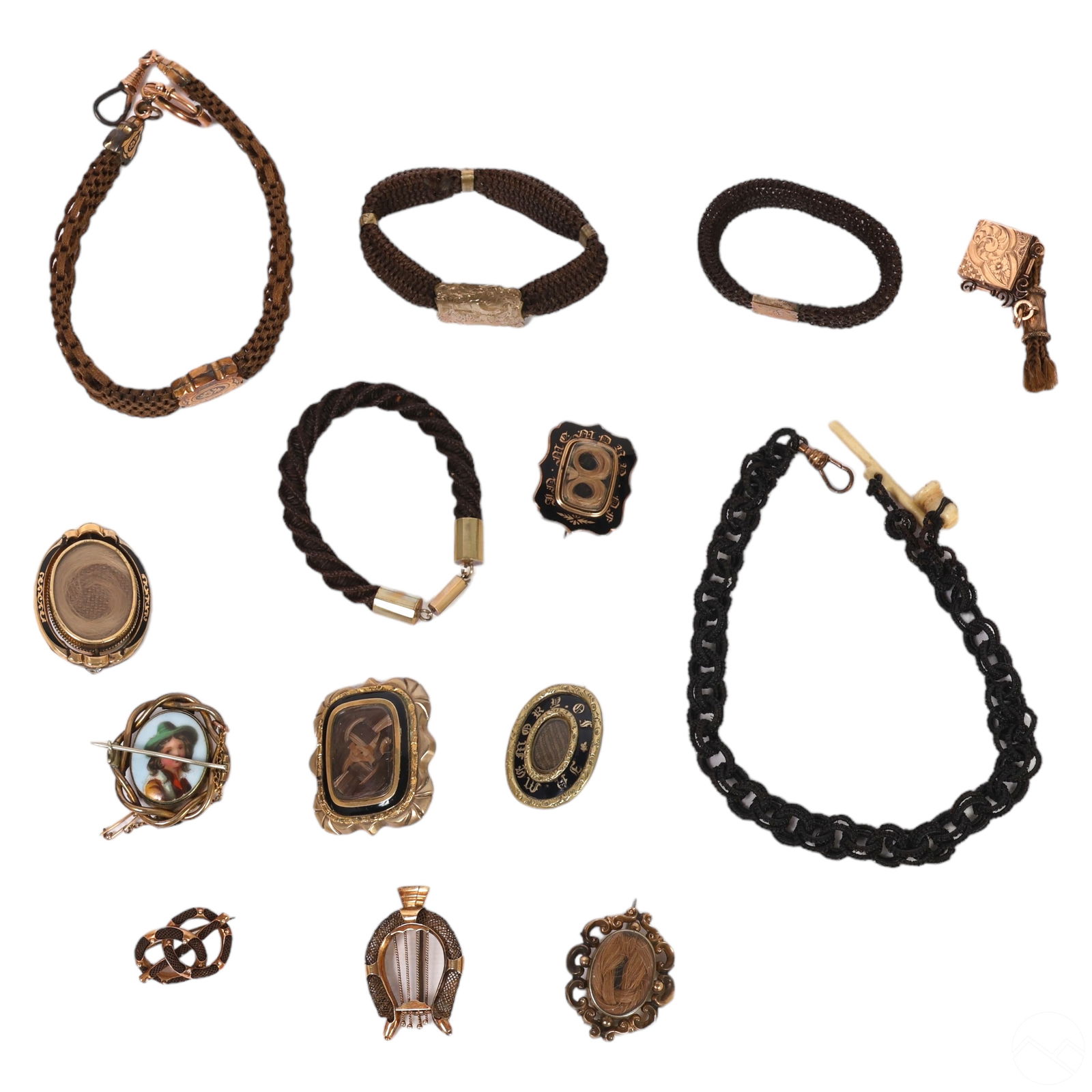 Antique Victorian Mourning Hair Jewelry ESTATE LOT (1 of 3)