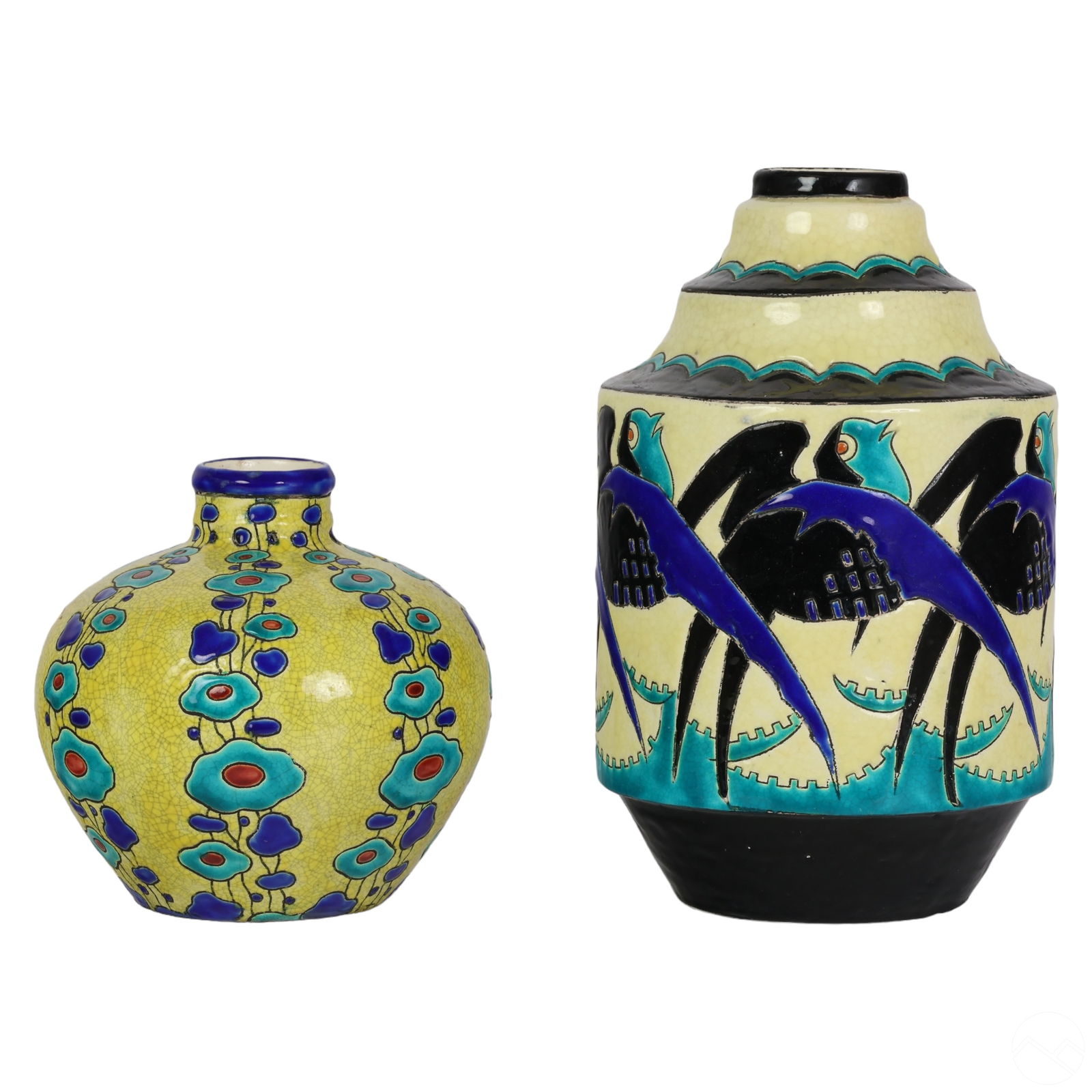 Charles Catteau Boch Freres 2pc Pottery Vase LOT (1 of 8)