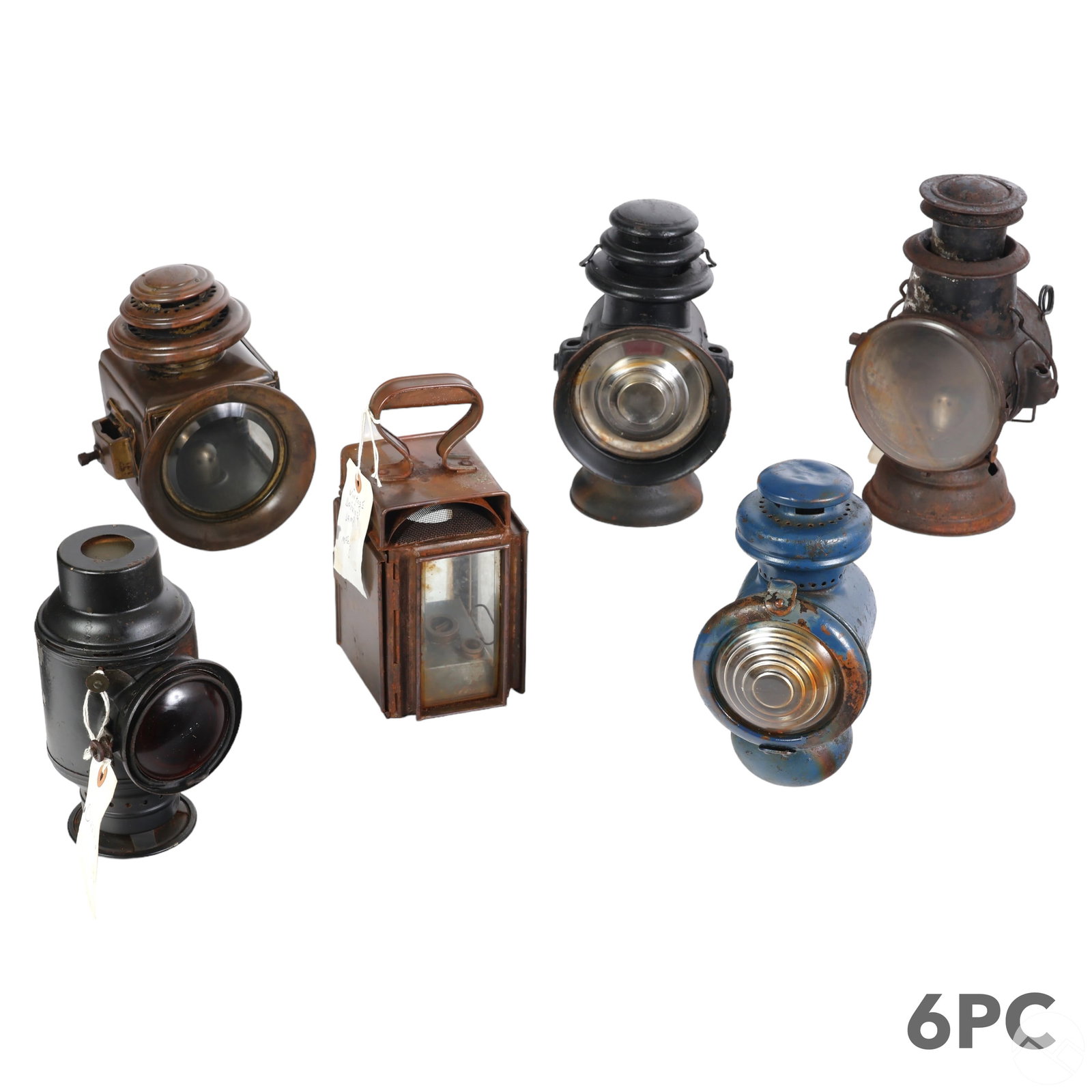 Antique Railroad Carriage Auto Oil Lanterns 6p LOT (1 of 5)