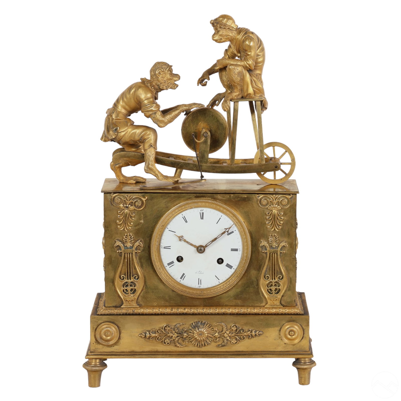 19C French Empire Dore Bronze Figural Monkey Clock (1 of 10)
