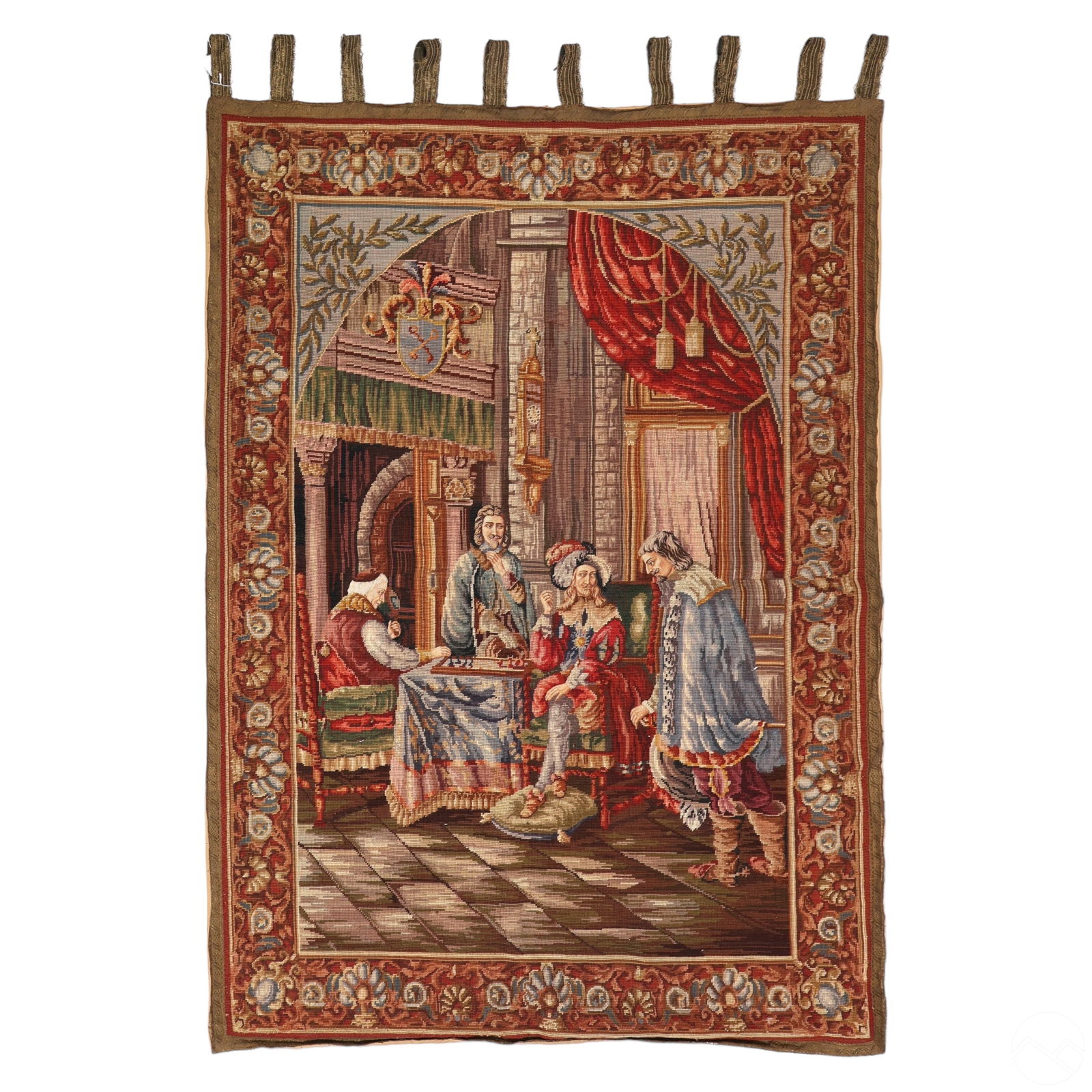 Antique French Interior Scene Needlepoint Tapestry (1 of 6)