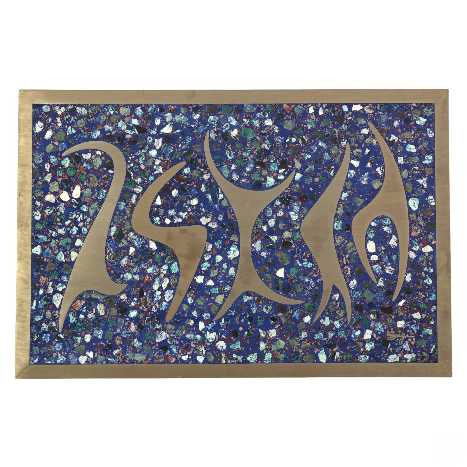 Sigi Pineda 1929-2018 Metal & Stone Mosaic Plaque (1 of 5)
