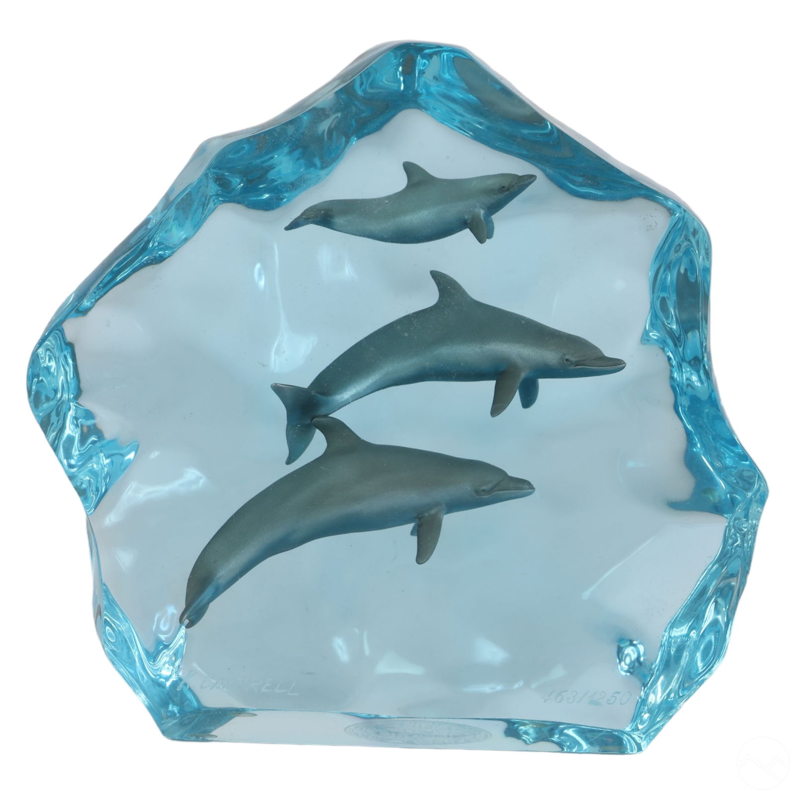 Kitty Cantrell b.1956 Dolphins LE Lucite Sculpture (1 of 7)