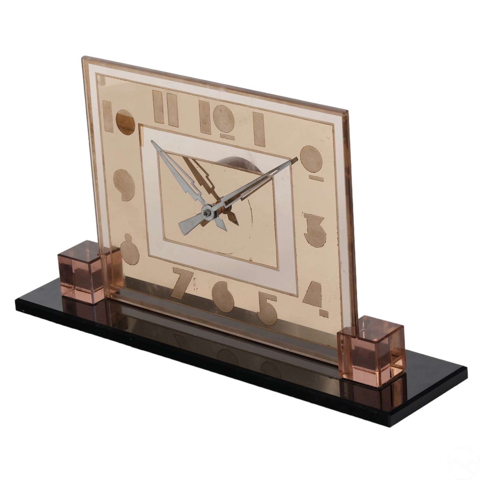Art Deco Moderne Mirror and Glass Mantel Clock (1 of 6)