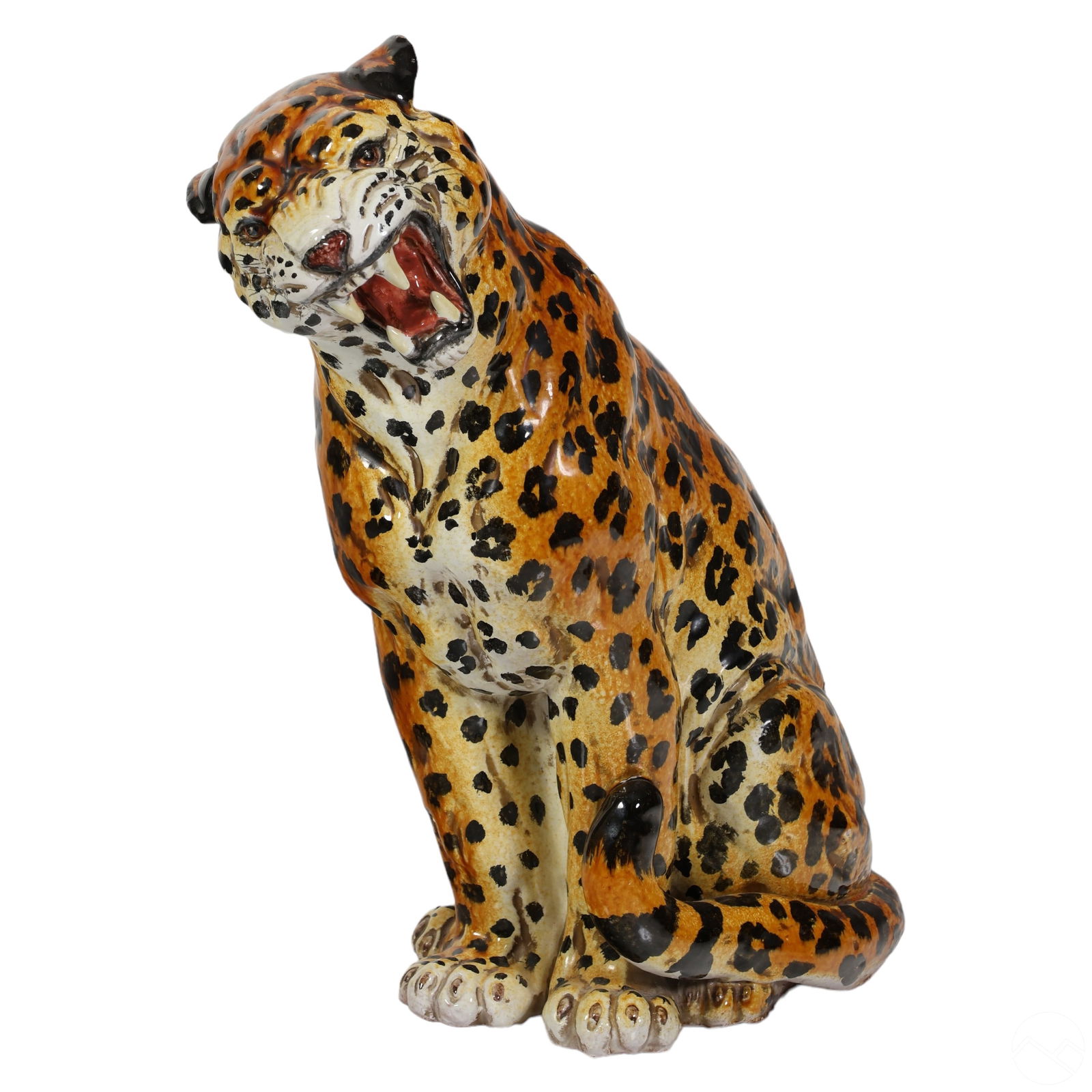 Italian Glazed Terracotta Leopard Cat Sculpture (1 of 8)