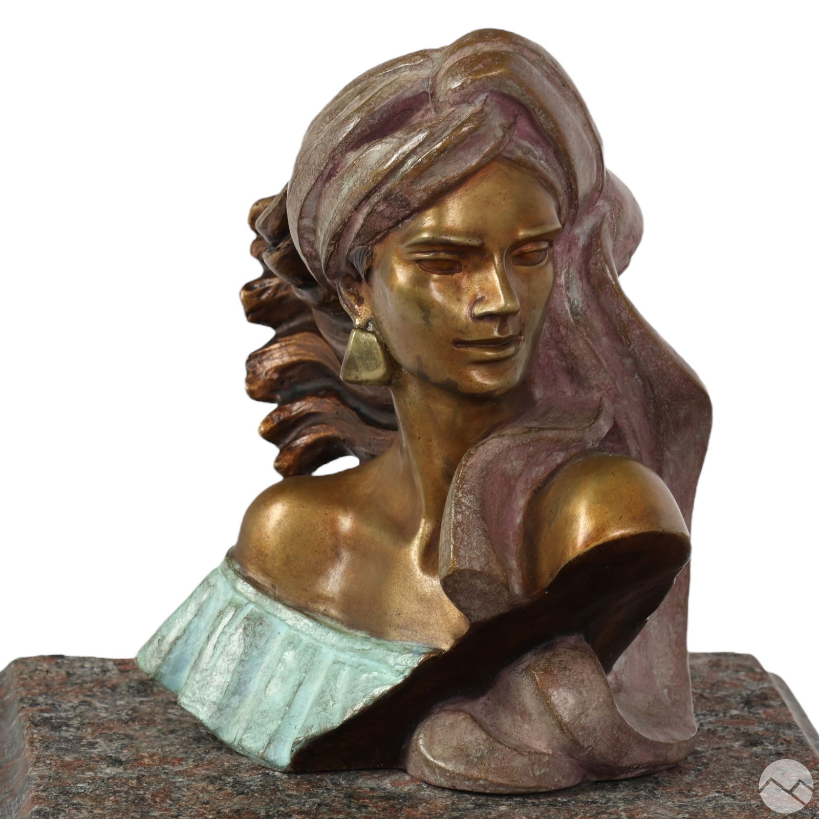 Victor Gutierrez b.1950 Bronze Figural Bust Statue (1 of 7)