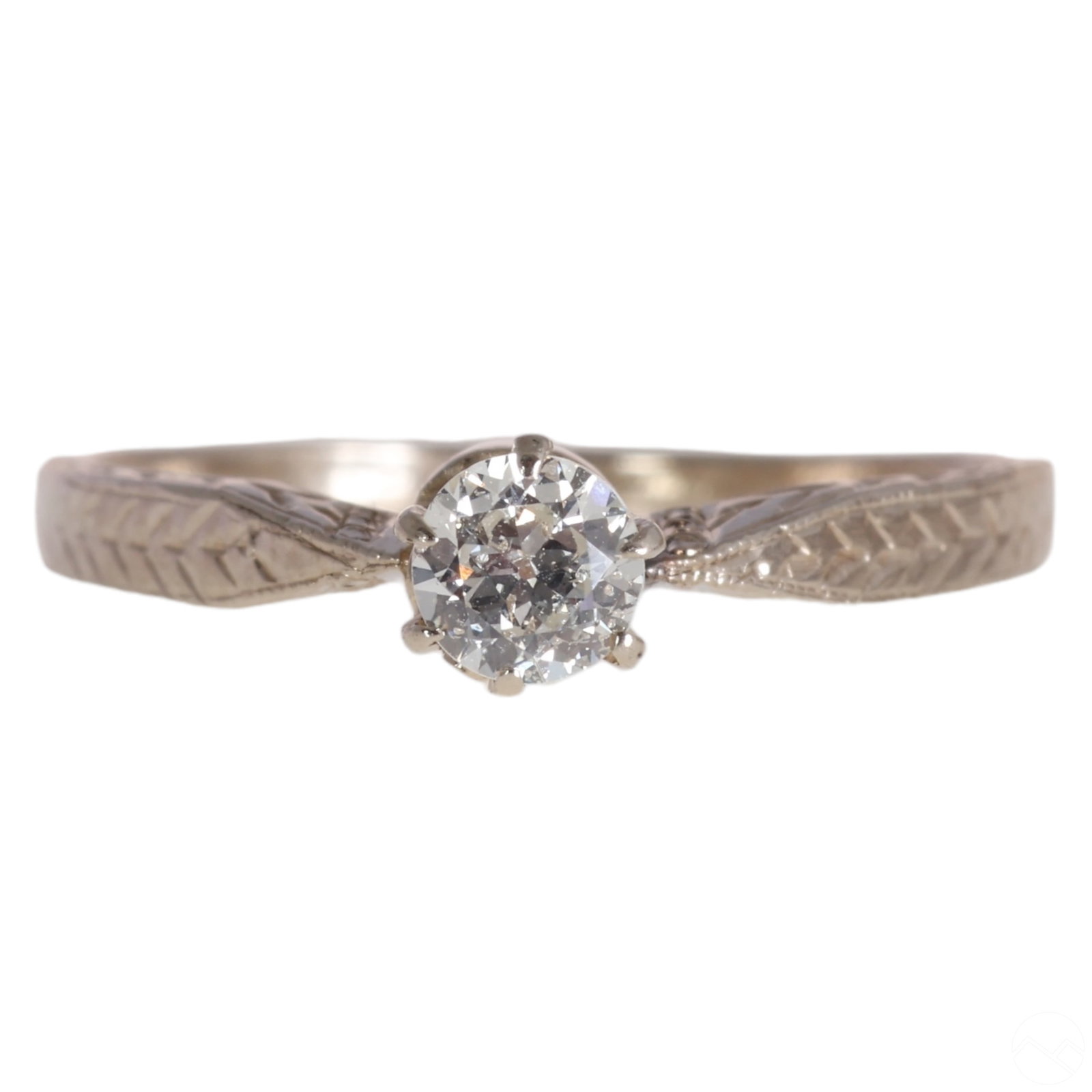 14k White Gold Antique Edwardian Diamond Ring s5.5 (1 of 5)