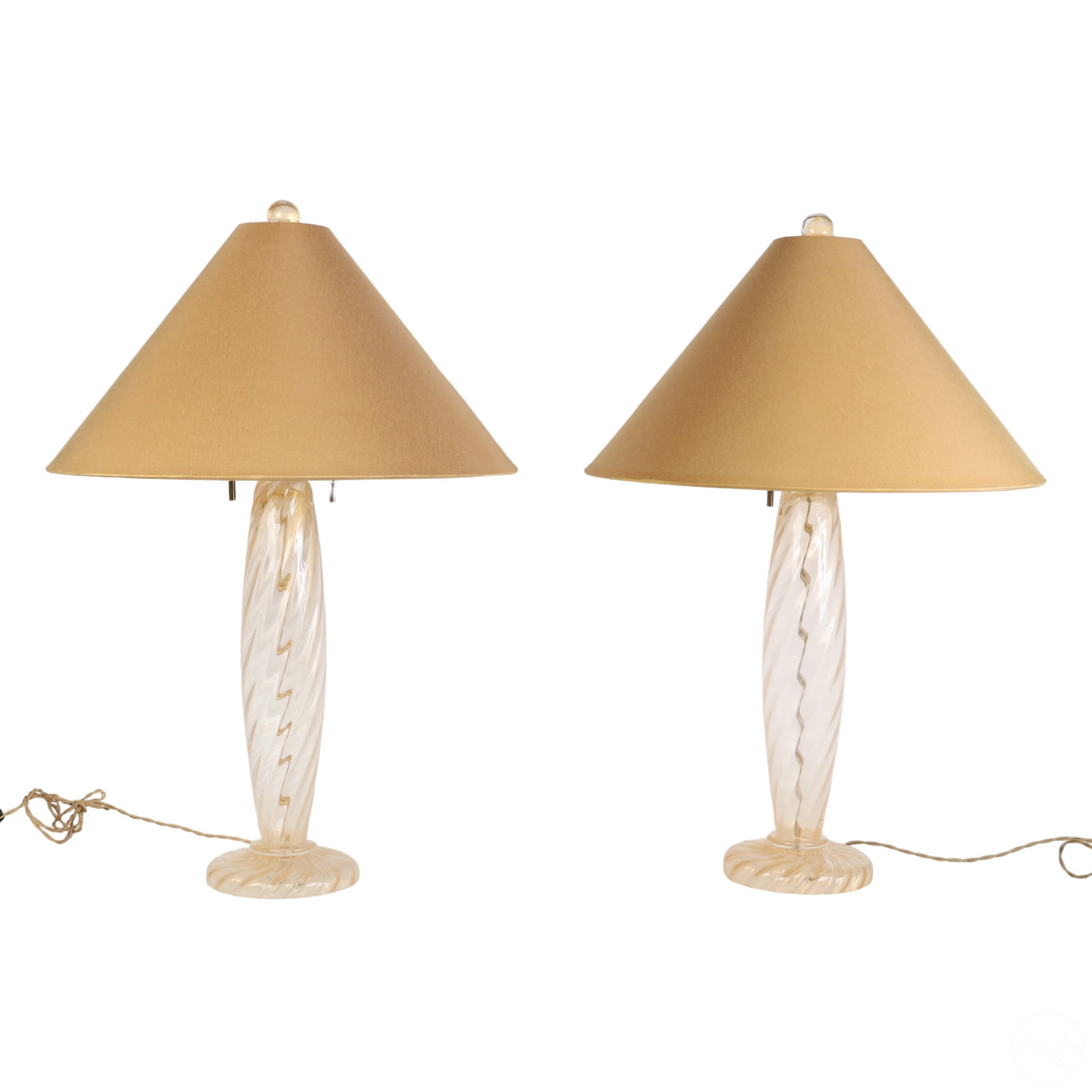 Murano Pair of Gold Fleck Hand Blown Glass Lamps (1 of 8)
