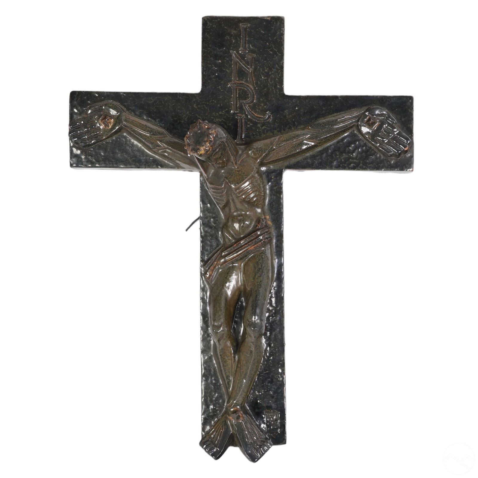 Art Deco Ceramic Pottery Religious Crucifix SIGNED (1 of 7)