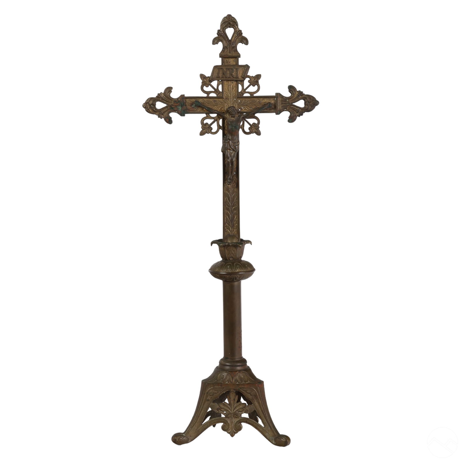 Antique Religious Brass Christian Altar Crucifix (1 of 6)