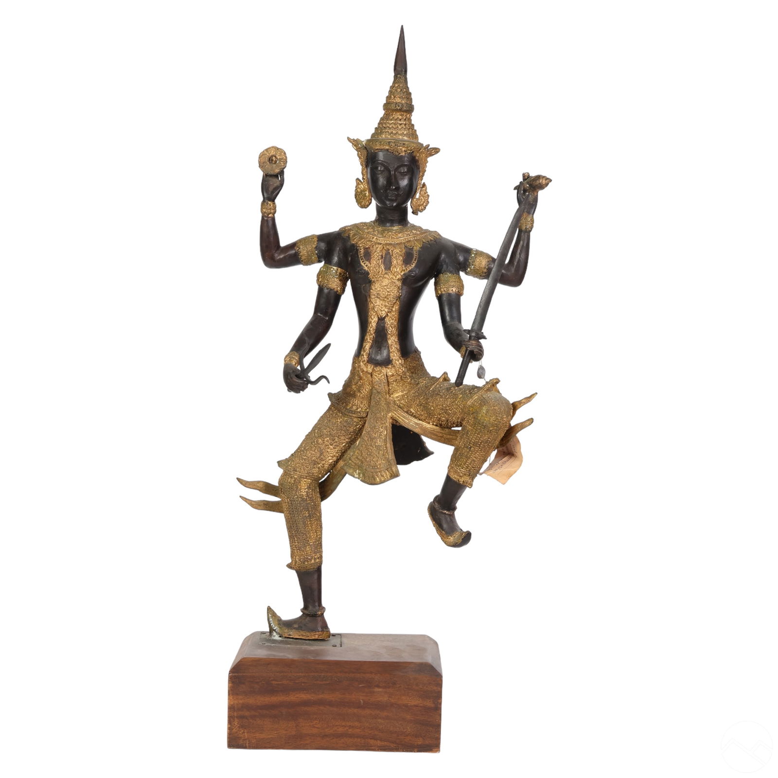 Indo Thai Gilt Bronze Vishnu Figural Temple Statue (1 of 8)