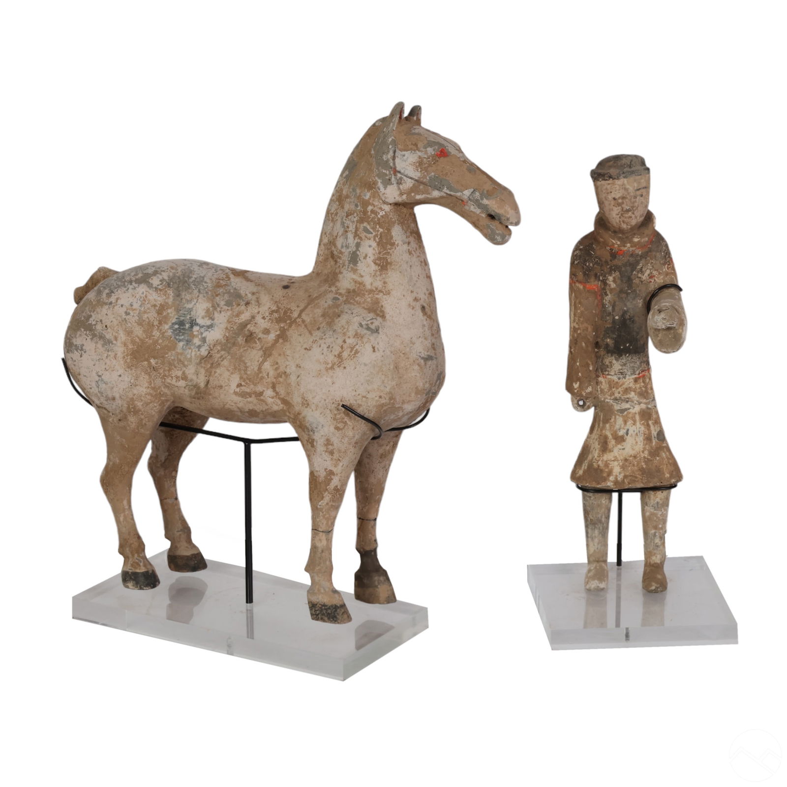 Chinese Han Dynasty Pottery Horse & Groom Figures (1 of 11)