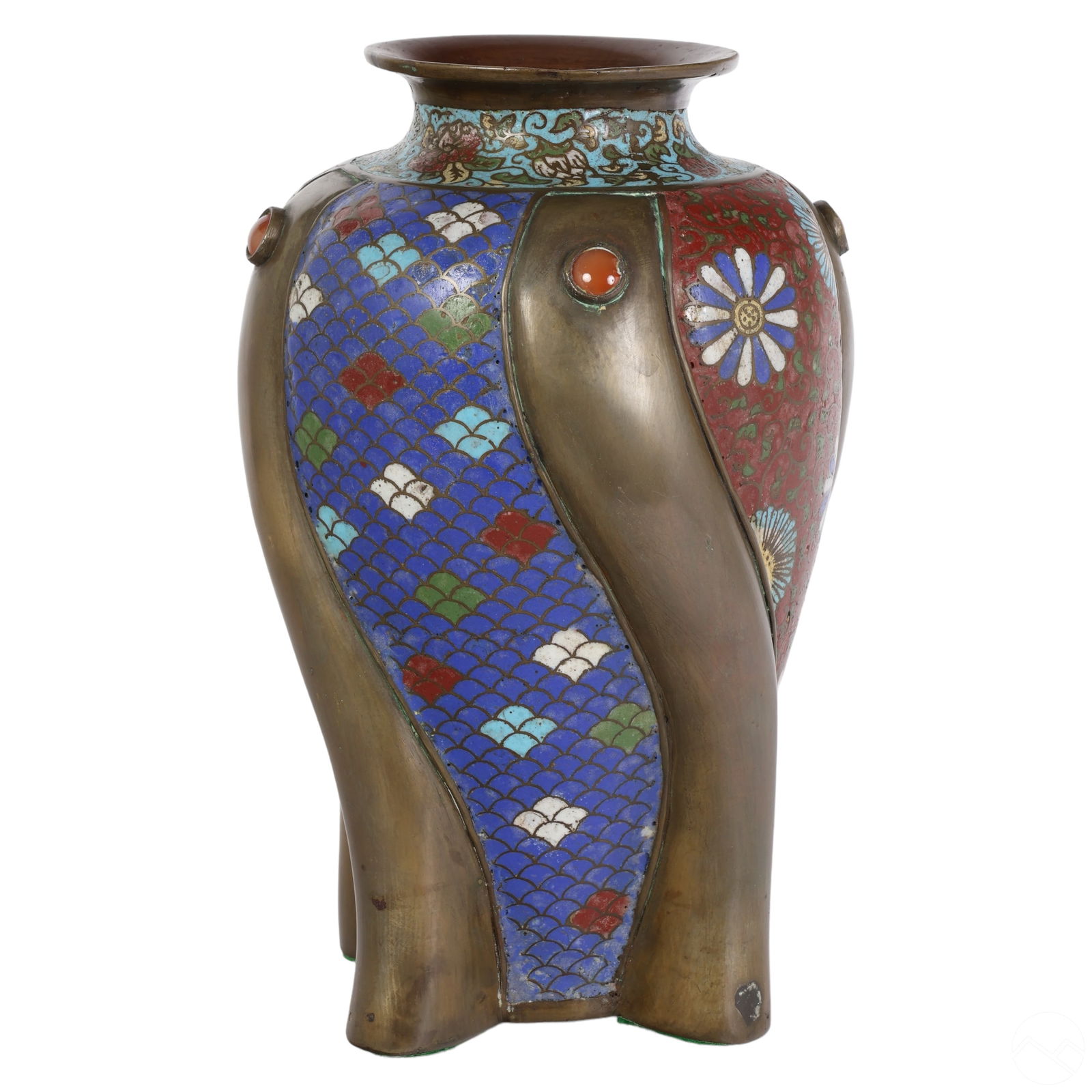 Chinese Cabochon Stone Embellished Cloisonne Vase (1 of 7)