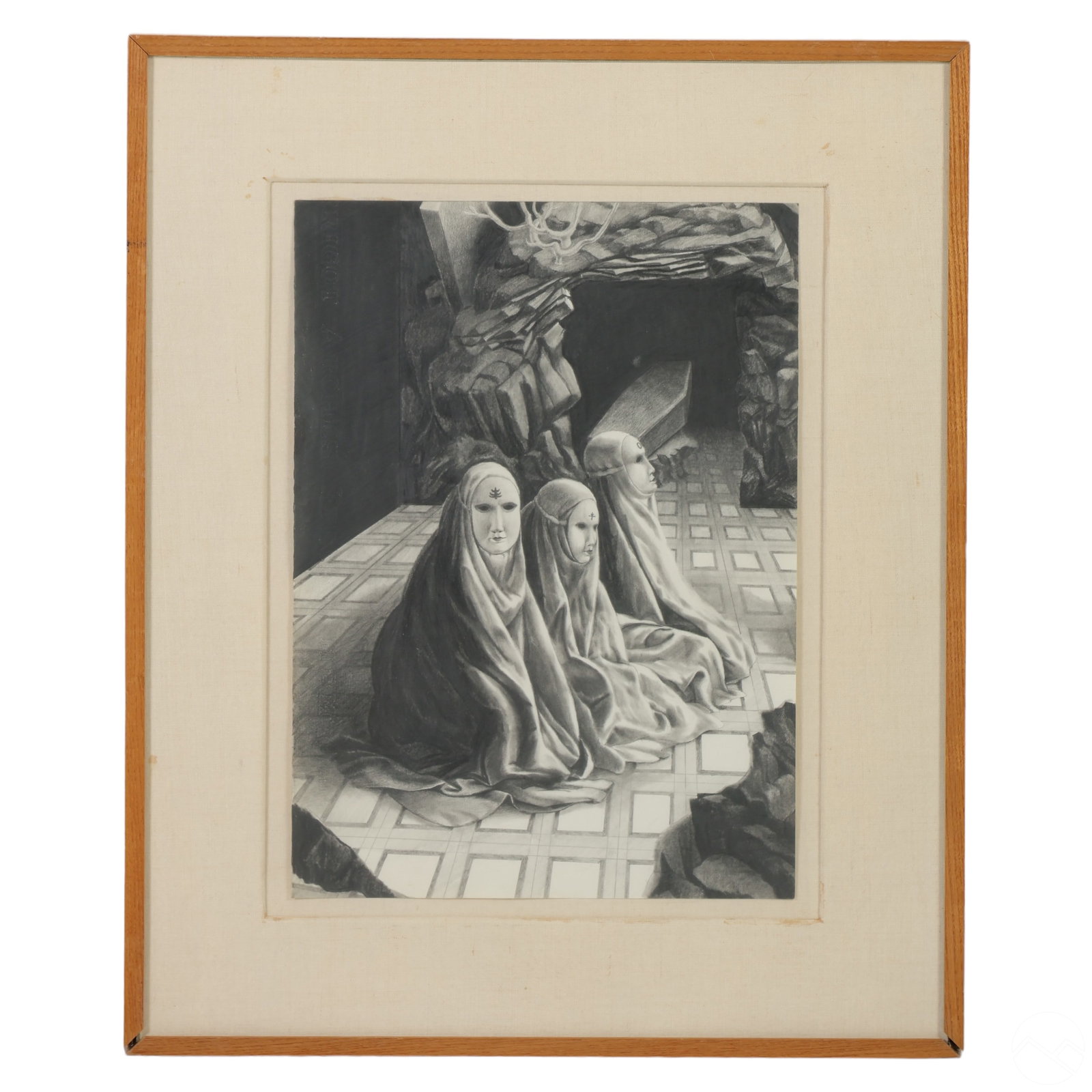 Carlos Macia 1951-1994 Surrealist Graphite Drawing (1 of 4)