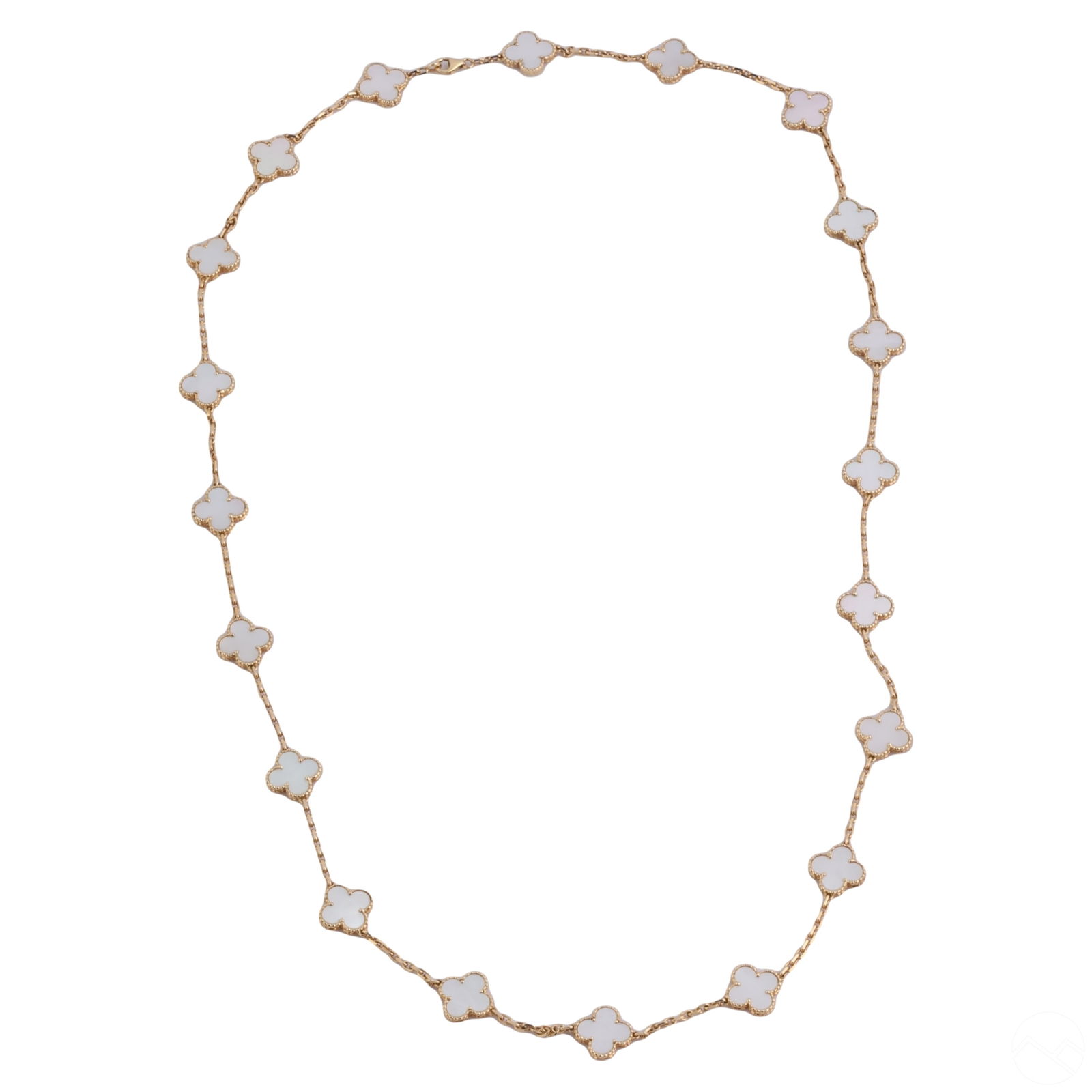 Van Cleef & Arpels 18k Gold Alhambra Necklace Vtg Auction