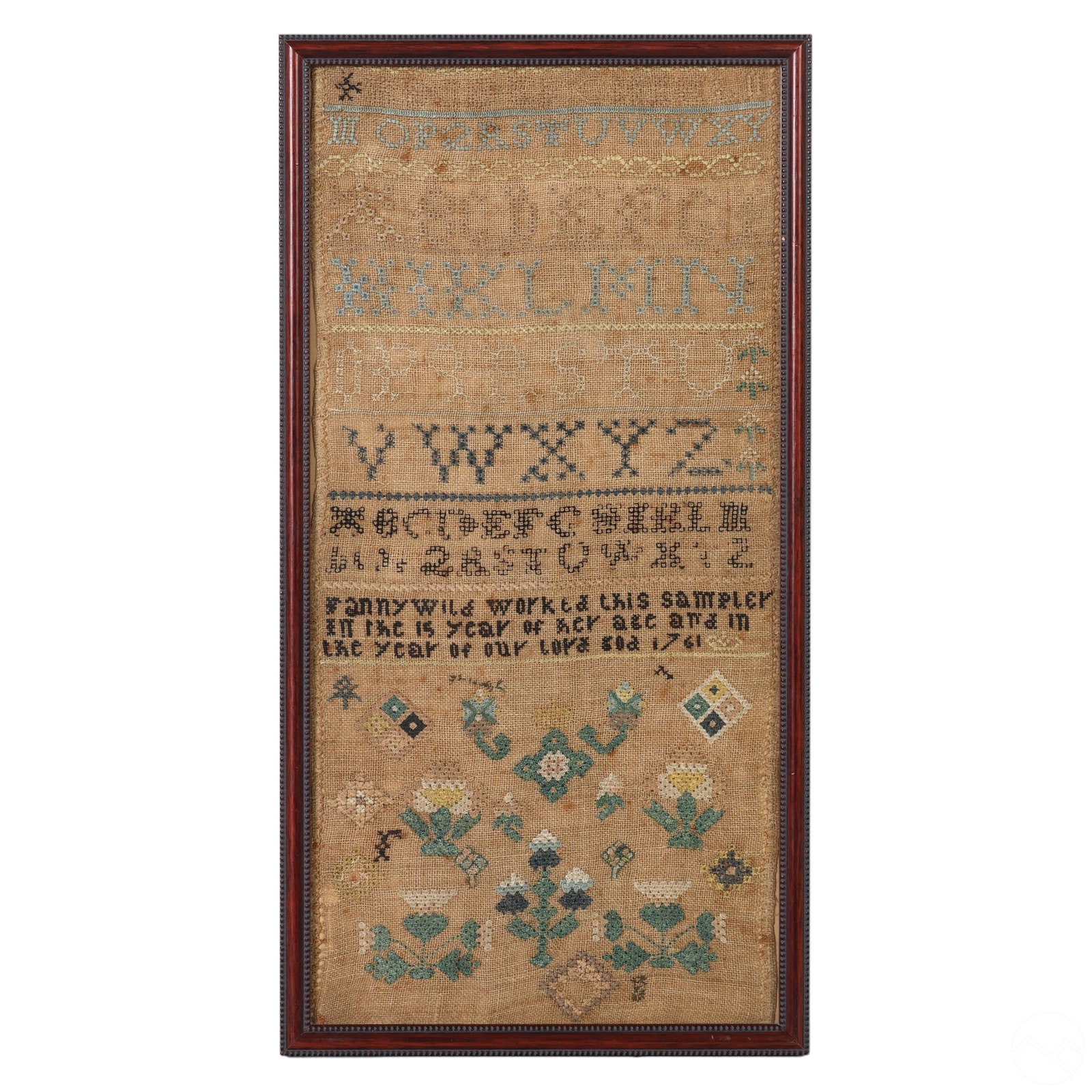 Antique 18C Alphabetic Needlework Band Sampler (1 of 7)