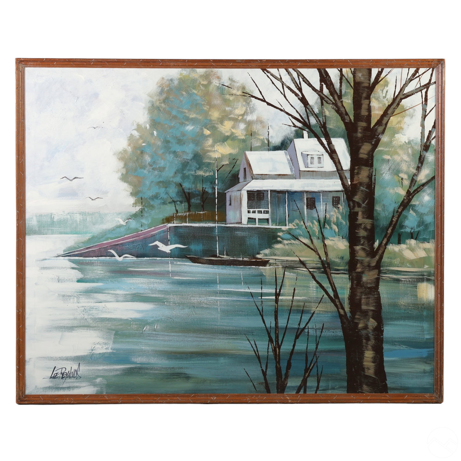 Lee Reynolds 20th C. American Lake Scene Painting (1 of 6)