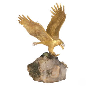Asprey of London 18K Gold and Diamonds Eagle Bird Sculpture