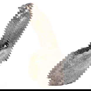 Asprey & Co. of London Silver Hawk Bird of Prey Perched on Quartz Base: A finely crafted silver model of a hawk by Asprey & Co. of London, expertly perched on a natural quartz base. The intricate detailing of the hawk highlights the exceptional craftsmanship, with