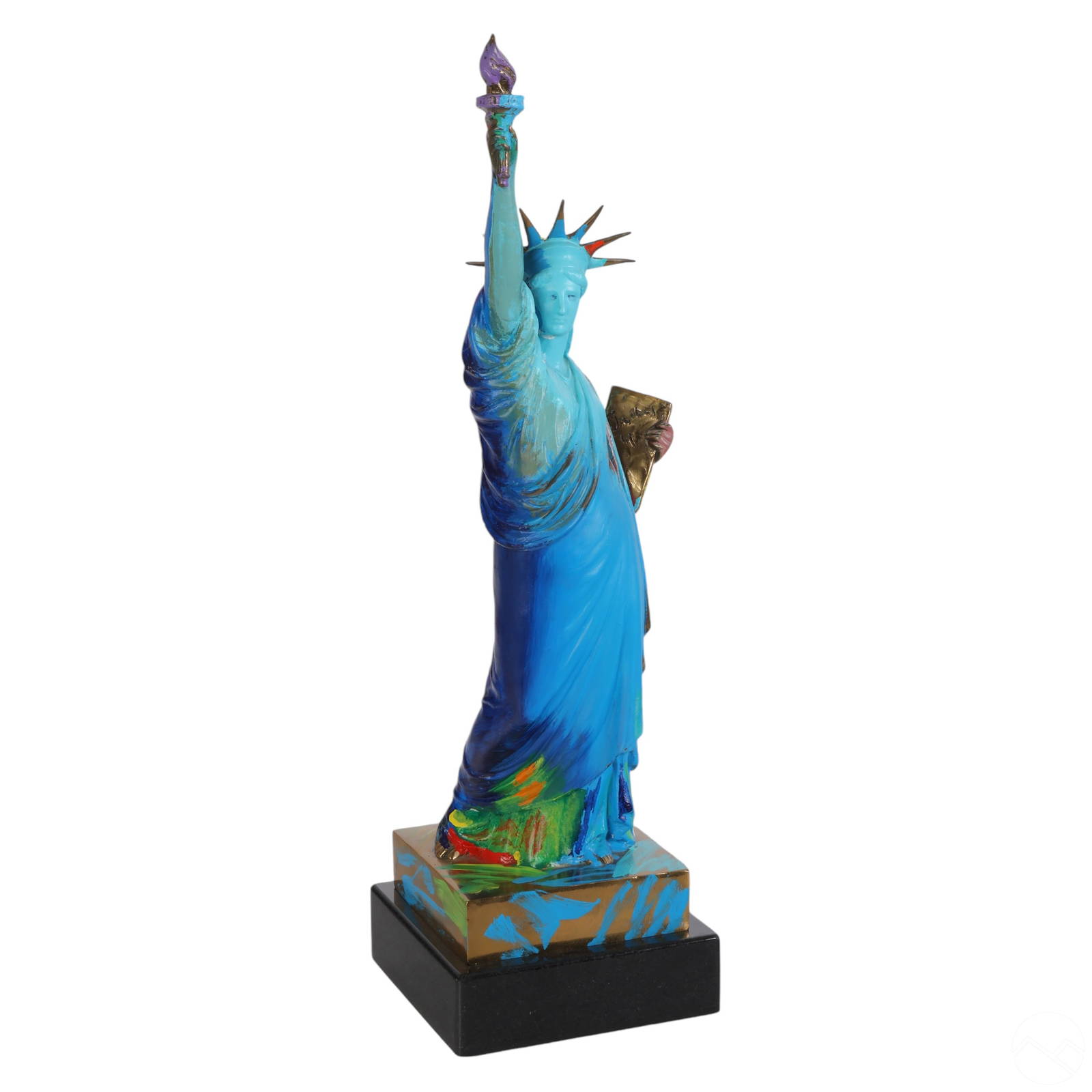 Peter Max B.1937 Painted Bronze Statue Of Liberty Auction