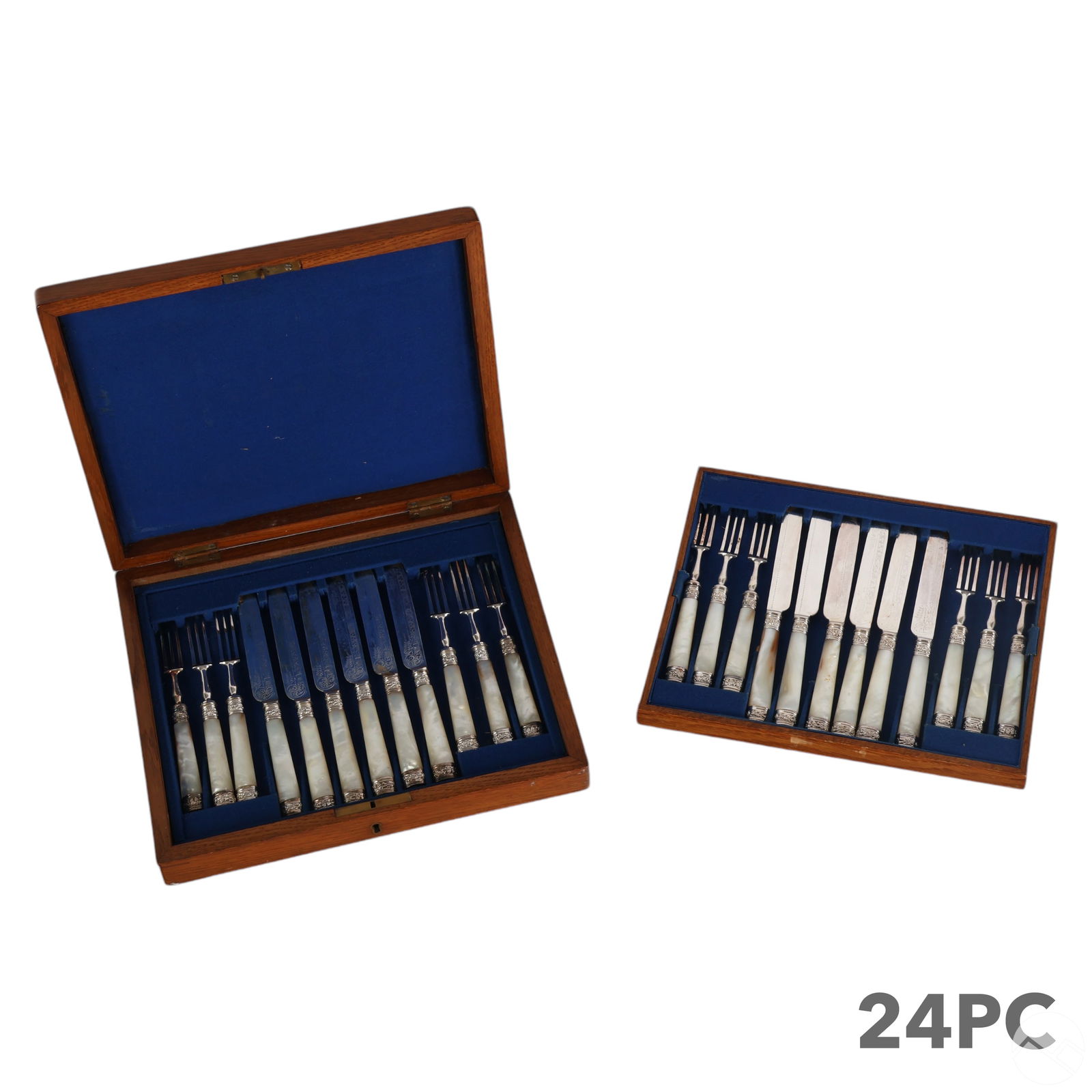 Antique Mother of Pearl Silverplate 24pc Fish Set (1 of 5)