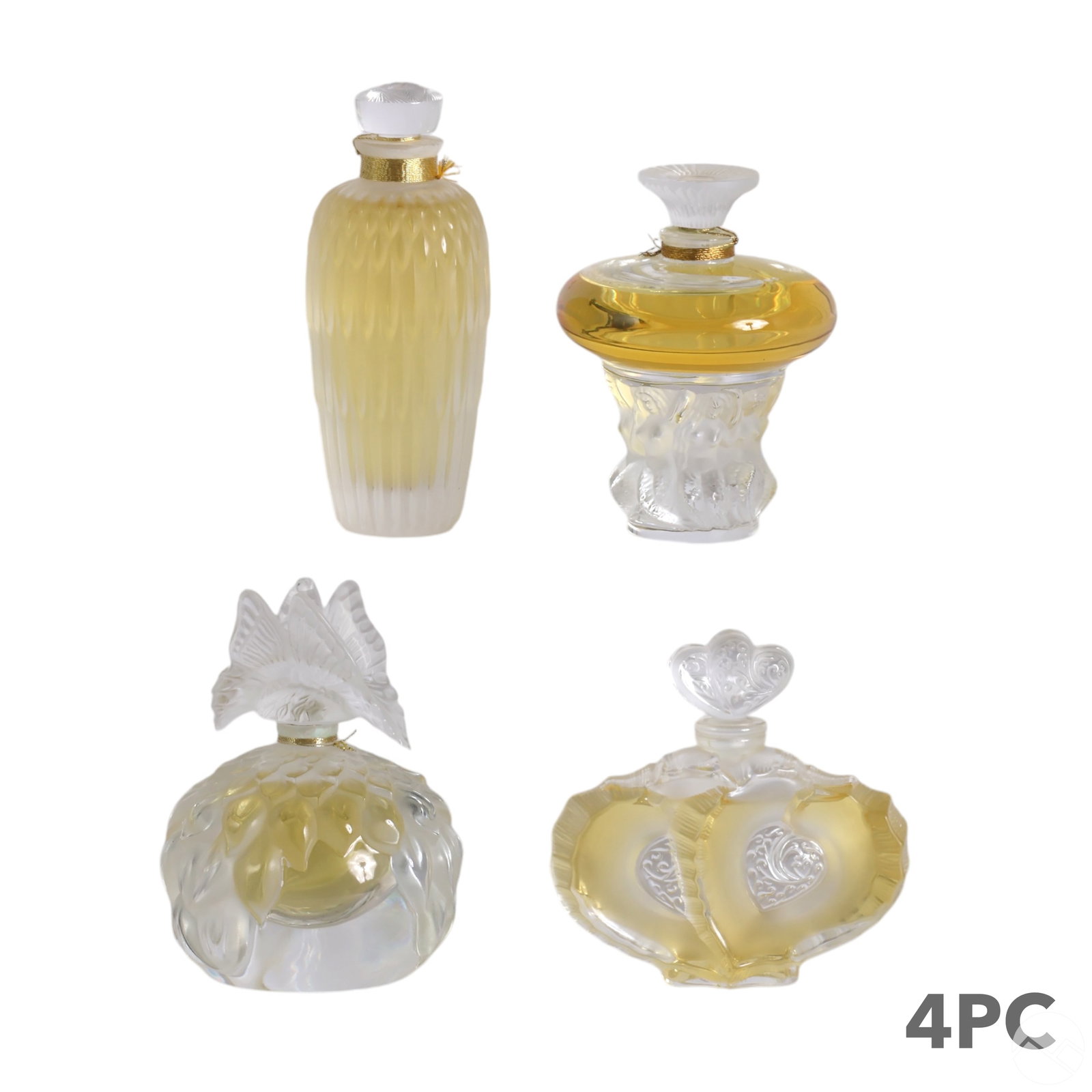 Lalique Crystal Perfume Bottle & Contents 4pc LOT (1 of 6)