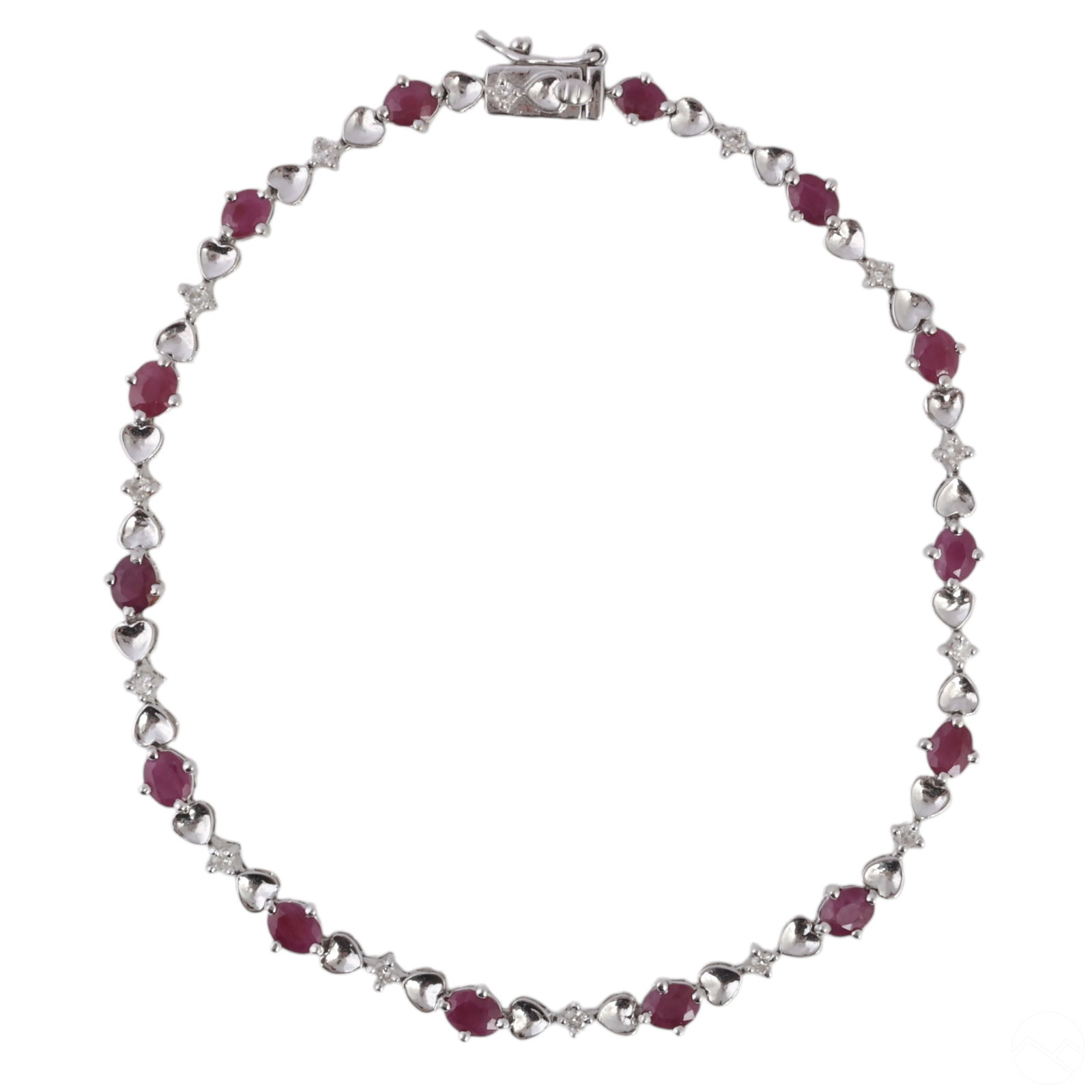 14k White Gold Designer Ruby & Diamond Bracelet (1 of 7)