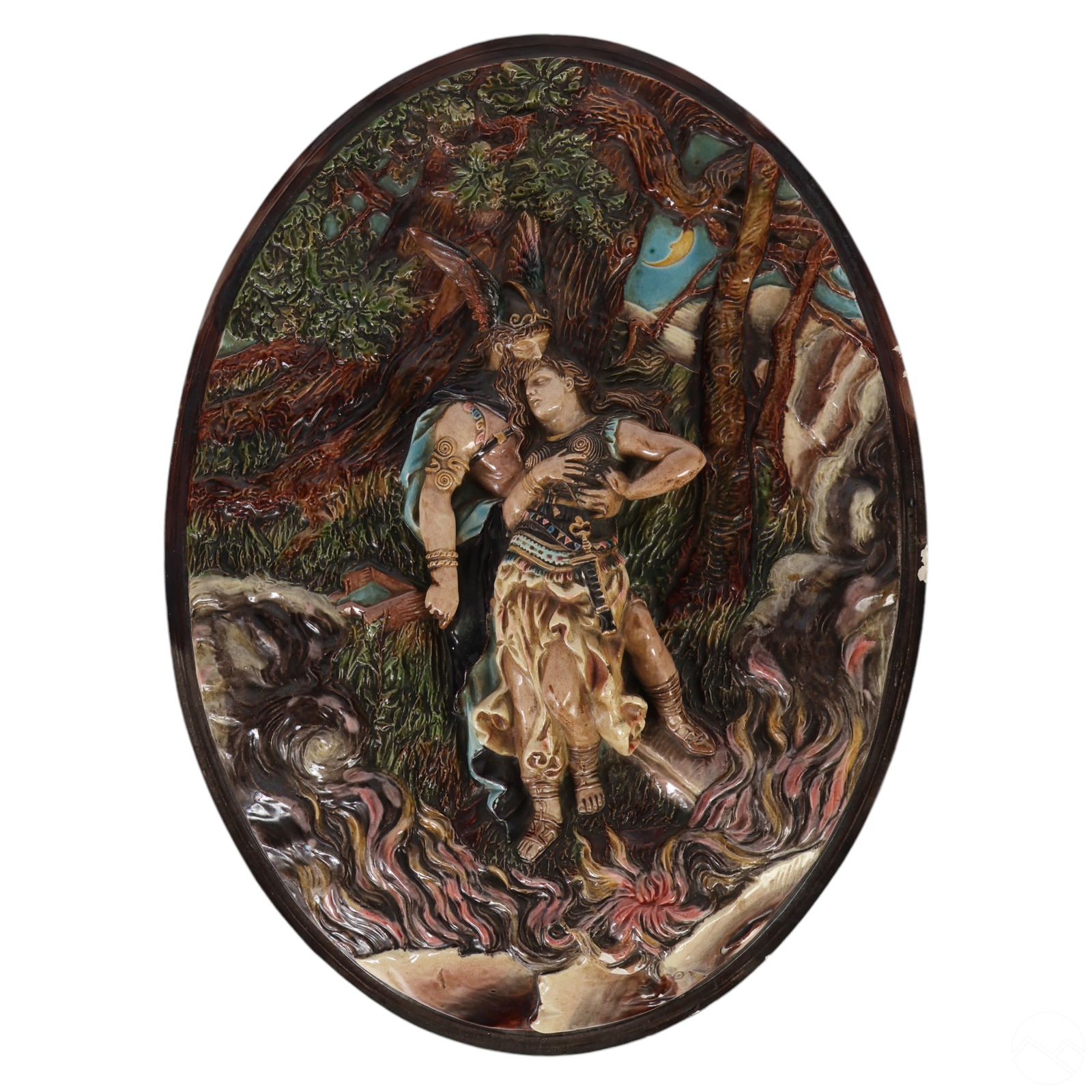 Italian Style Ceramic Nordic Warrior Relief Plaque (1 of 5)